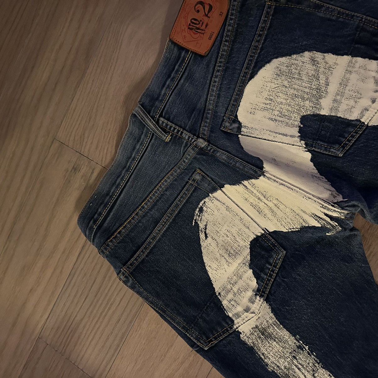 ✨rare! EVISU LARGE PAINTED LOGO DENIM