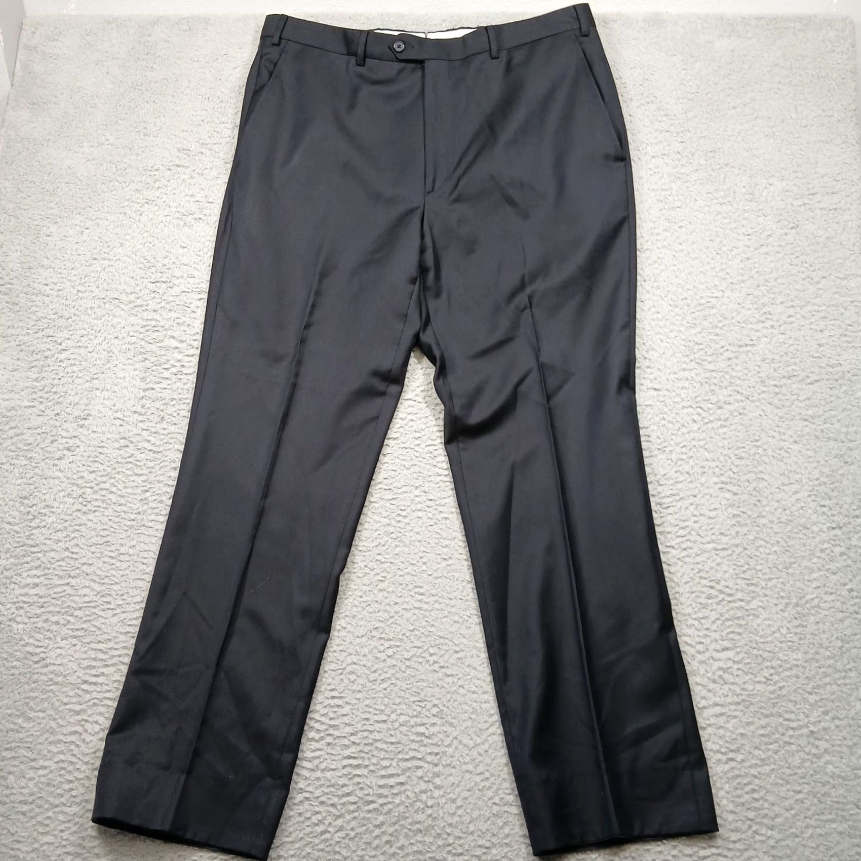 Cantarelli Cantarelli Dress Pants Men's 38 Navy Blue 100% Wool Serge Flat Front Button Zip Pockets Crepe Front Straight Leg Italian Stay Size US 38 / EU 54 - 2 Thumbnail