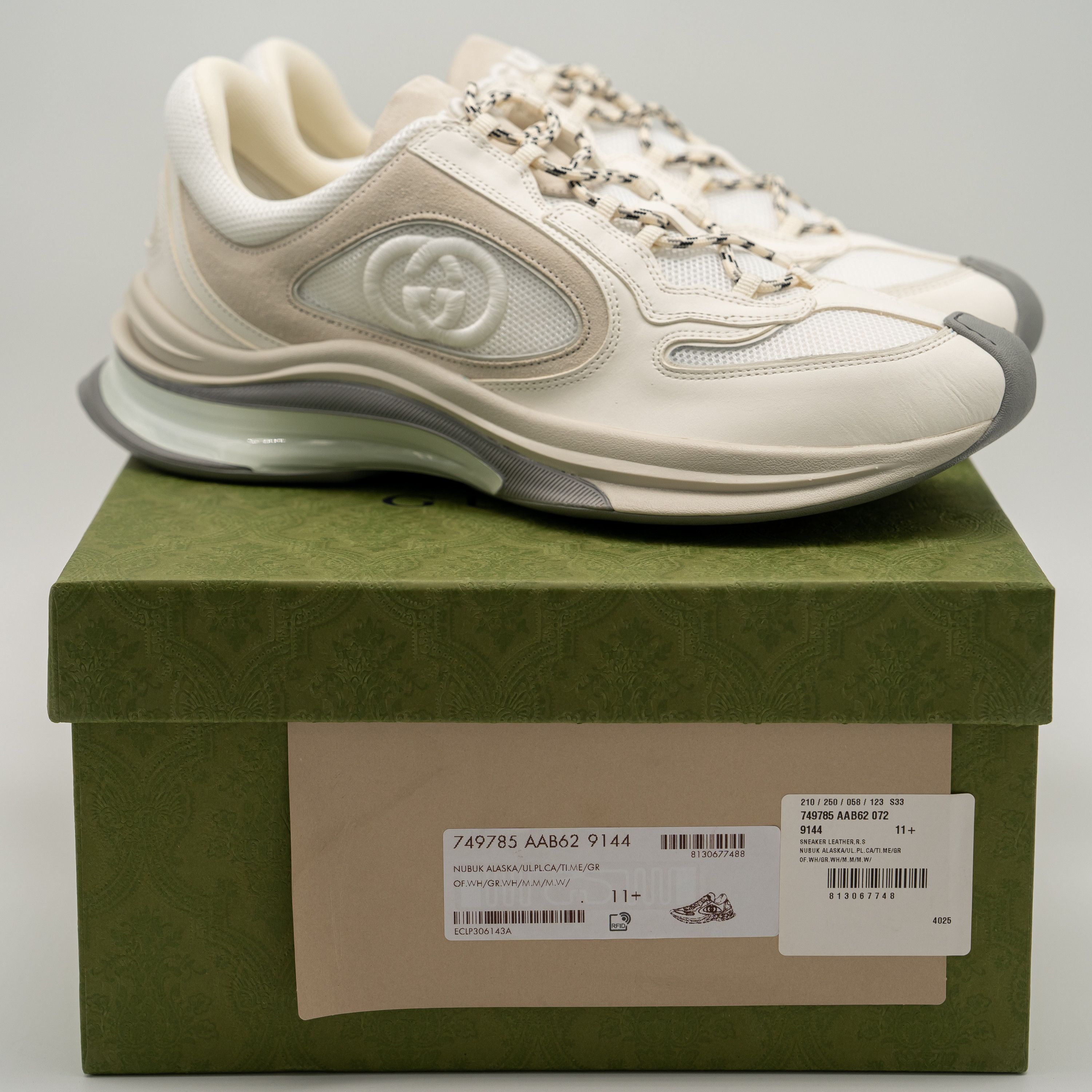 Gucci 11.5G 12 us Gucci Run Suede Sneakers White Cream Size US 12 / EU 45 - 11 Thumbnail