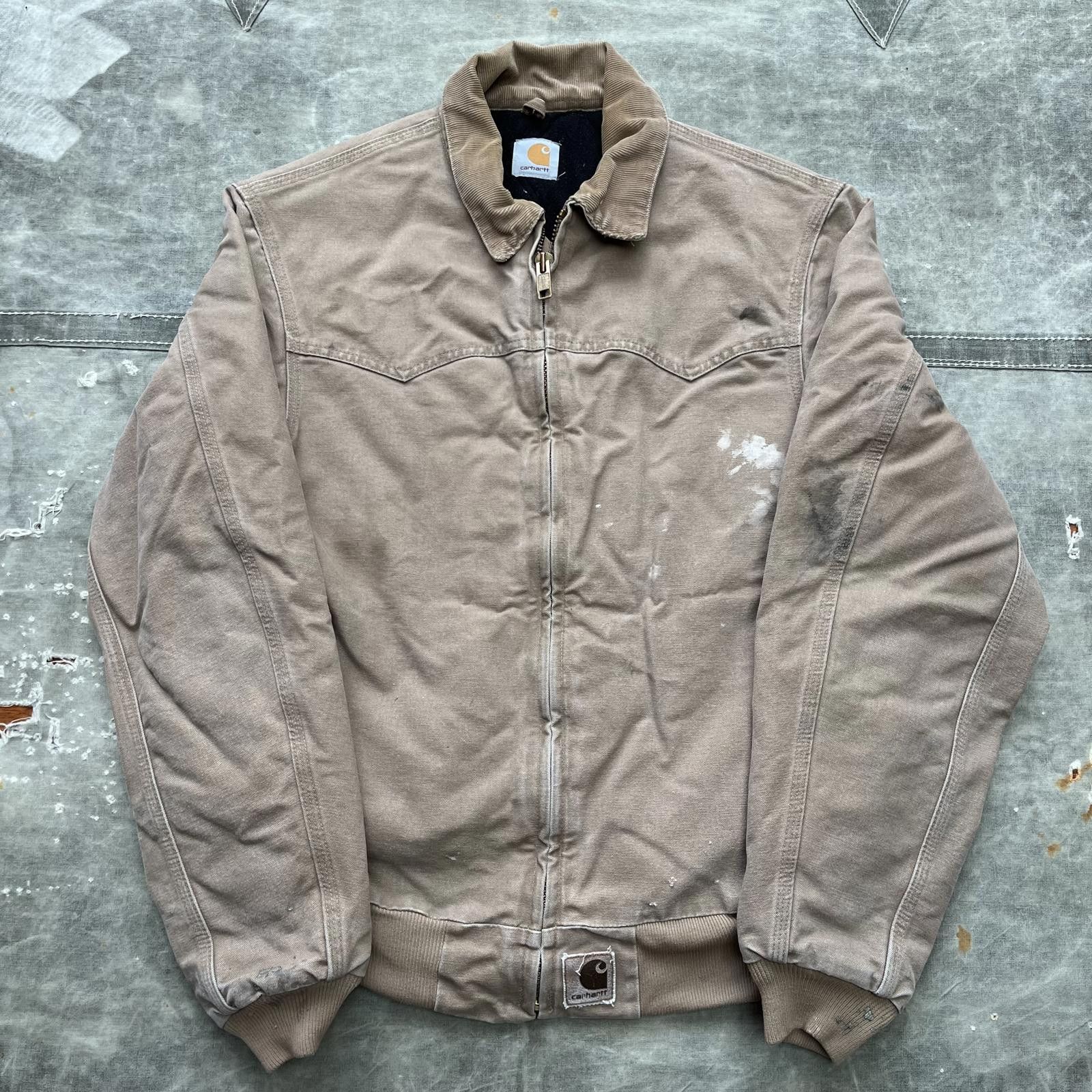 Carhartt × Vintage Vintage Santa Fe Beige Tan Carhartt Paint Splatter Jacket Size US L / EU 52-54 / 3 - 1 Thumbnail
