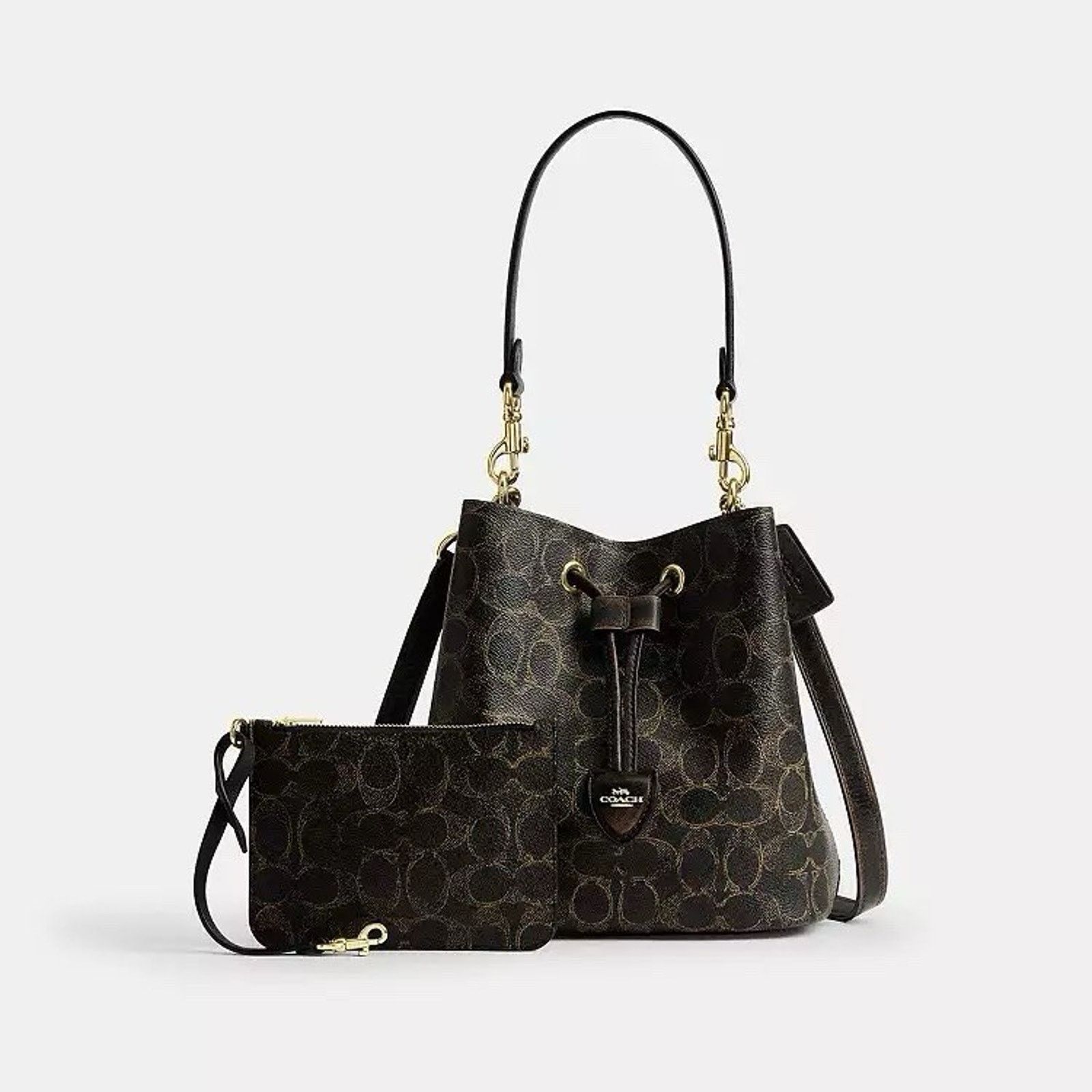 Coach NWT Coach Rowan Bucket Bag Loved Charms Gold/Brown CDY21 Size ONE SIZE - 7 Thumbnail