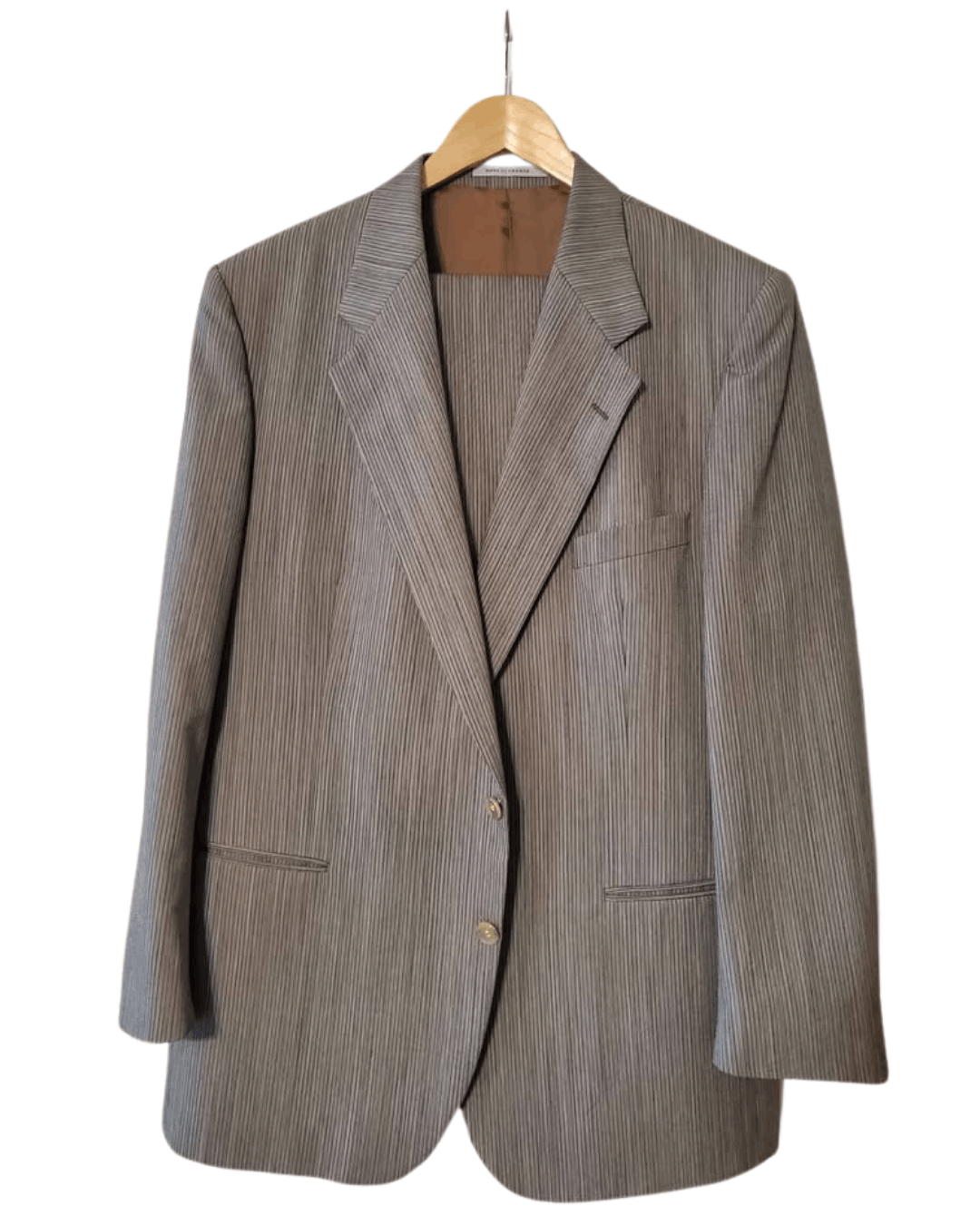 Yves Saint Laurent Vintage Yves Saint Laurent Silver Pinstripe 2-Piece Suit Size 44R - 1 Thumbnail