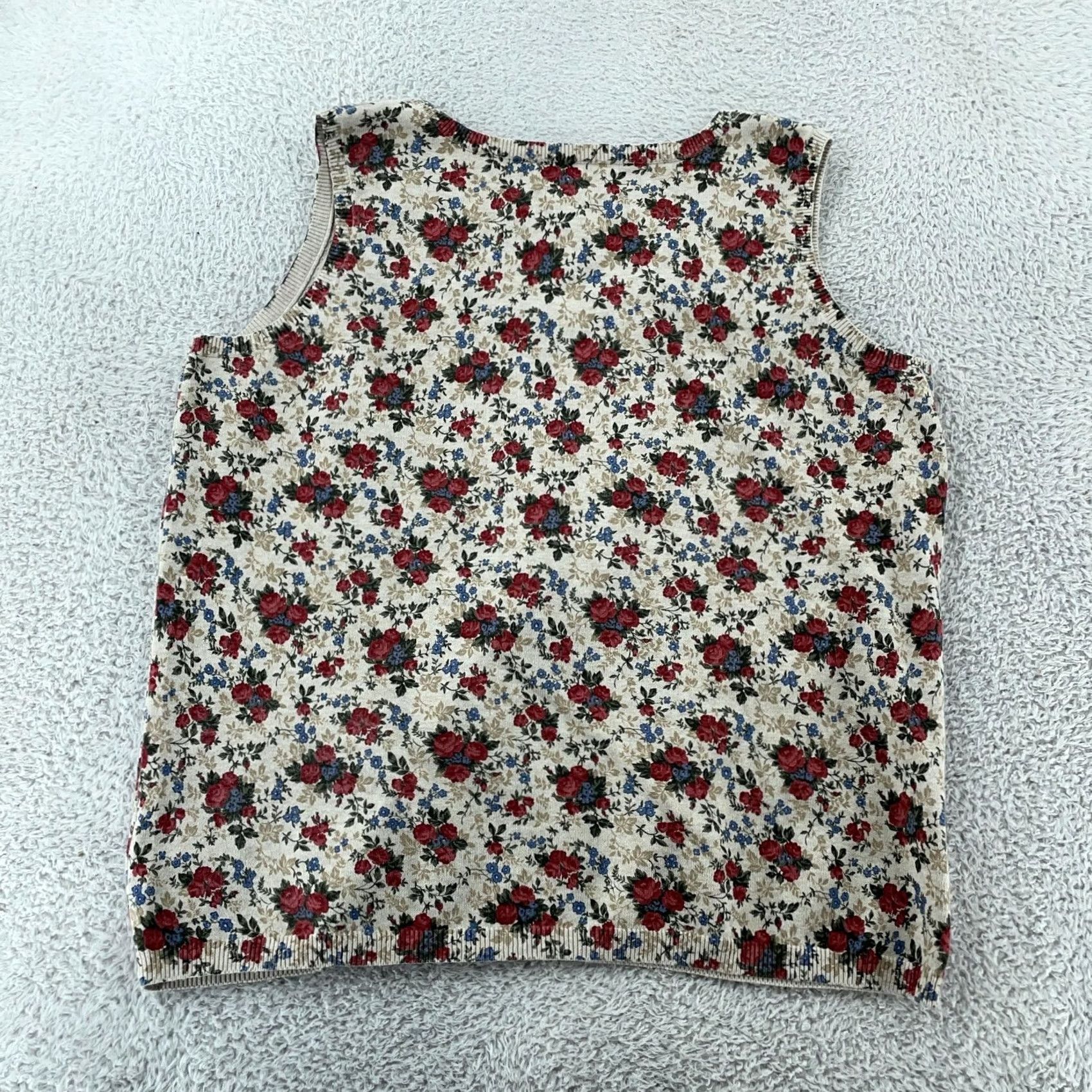Ralph Lauren Lauren Ralph Lauren Sweater Tank Top Womens 1X Beige Floral Knit Scoop Neck Sleeveless Cotton Nylon Spandex Knit Vintage VINTAGE Shirts Womens Women Size XL / US 12-14 / IT 48-50 - 3 Thumbnail
