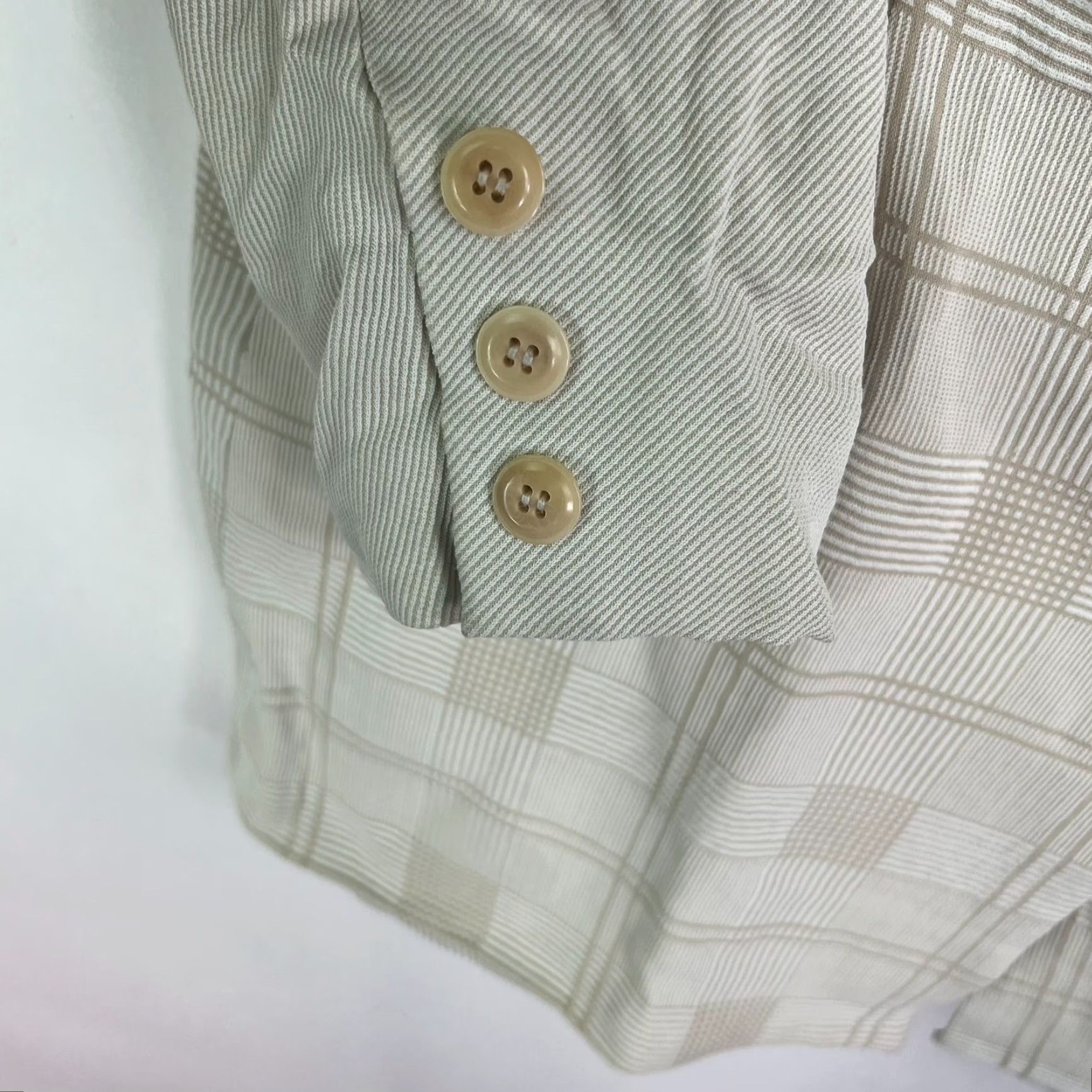 Vintage VINTAGE Cache Zion Blazer Jacket Plaid Beige Women Size 6 Single-Breasted Three-Button Notch Lapel Regular Fit Lined Dry Clean Only Include: Jacket Size M / US 6-8 / IT 42-44 - 5 Thumbnail