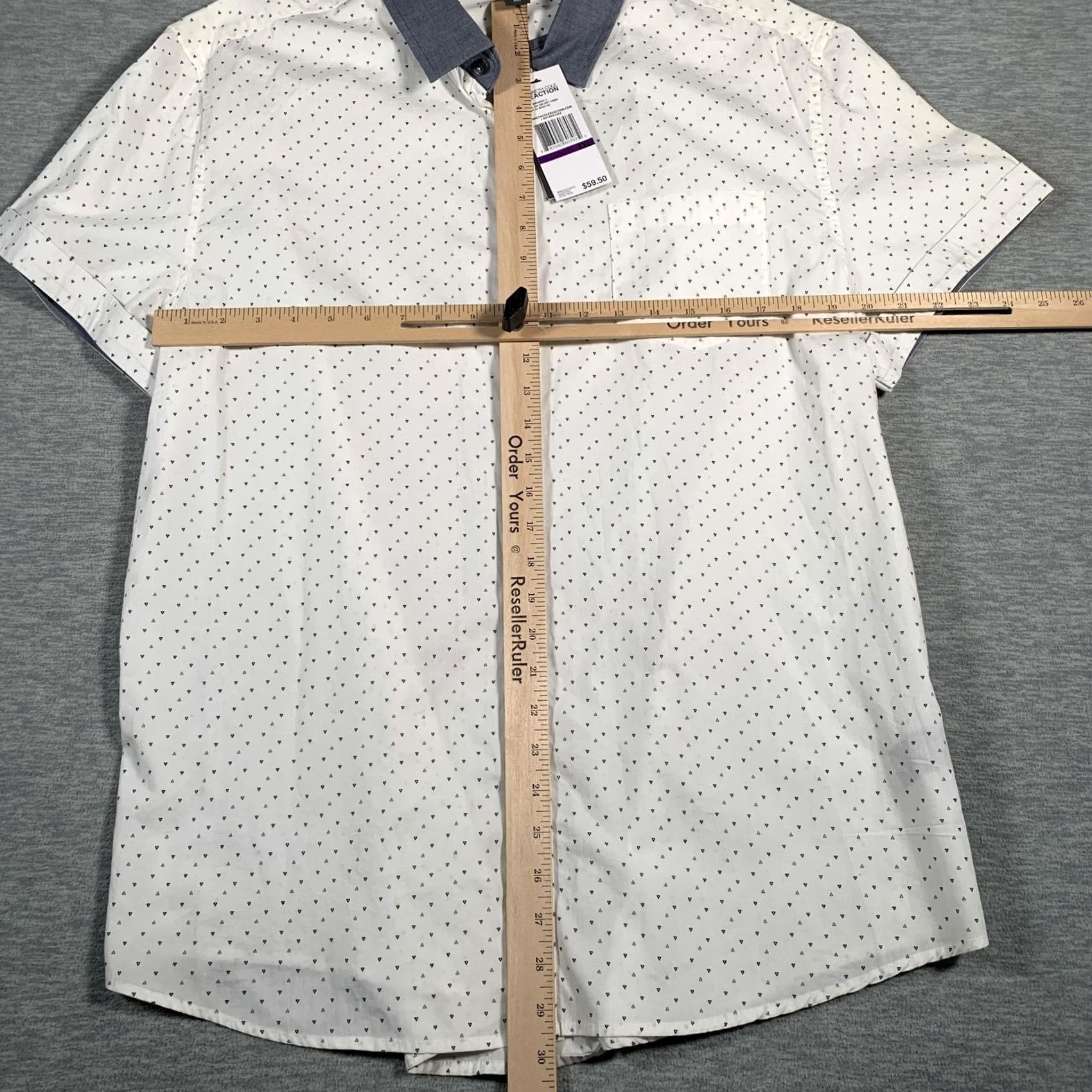 Kenneth Cole Kenneth Cole Reaction Mens 2XL Super Slim Fit Shirt Short Sleeve Micro Print Size US XXL / EU 58 / 5 - 6 Thumbnail