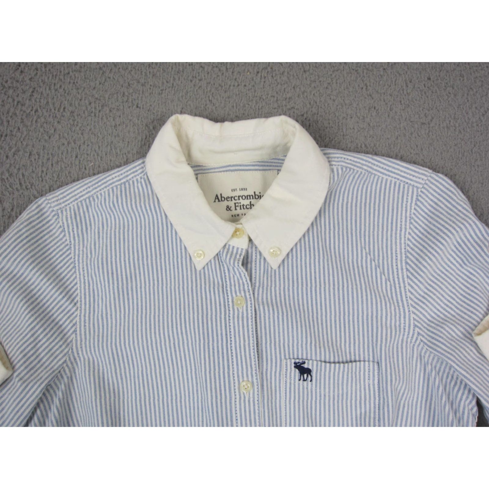 Abercrombie & Fitch VINTAGE Abercrombie & Fitch Shirt Womens Medium Blue Striped Button Down Long Sleeve Collared Pocket Casual Classic 90s Theme Womens Size M / US 6-8 / IT 42-44 - 2 Thumbnail
