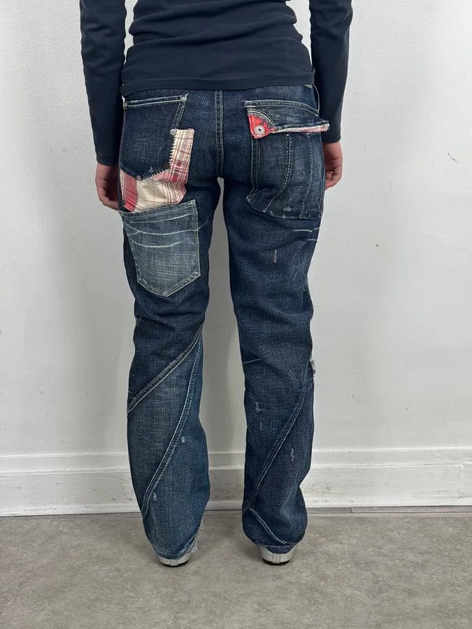 Marithe + Francois Girbaud 2000s Marithé + François Girbaud Multi-Patchwork Design Blue Denim Jeans Size 26" / US 2 / IT 38 - 4 Thumbnail