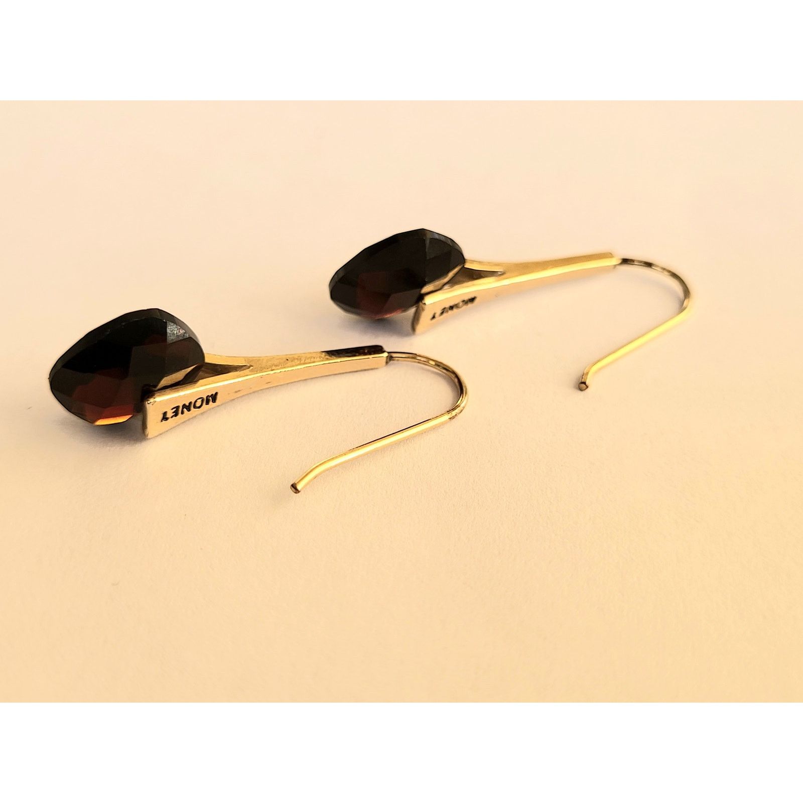 Monet 2 Pairs VTG Monet Gold Earrings Pierced Signed Size ONE SIZE - 10 Thumbnail