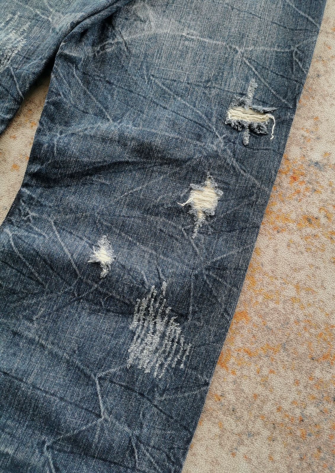 Japanese Brand Whiskers Grandmind Oririn Jeans Distressed Denim Size US 33 - 3 Thumbnail