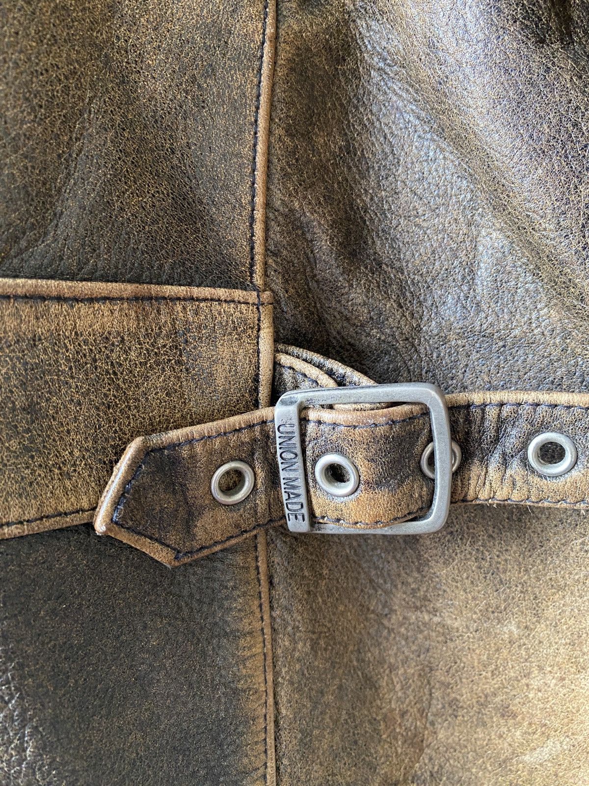 Branded Leather × Vintage Vintage 90s Human Being Union Made Leather Jacket Size US L / EU 52-54 / 3 - 15 Thumbnail