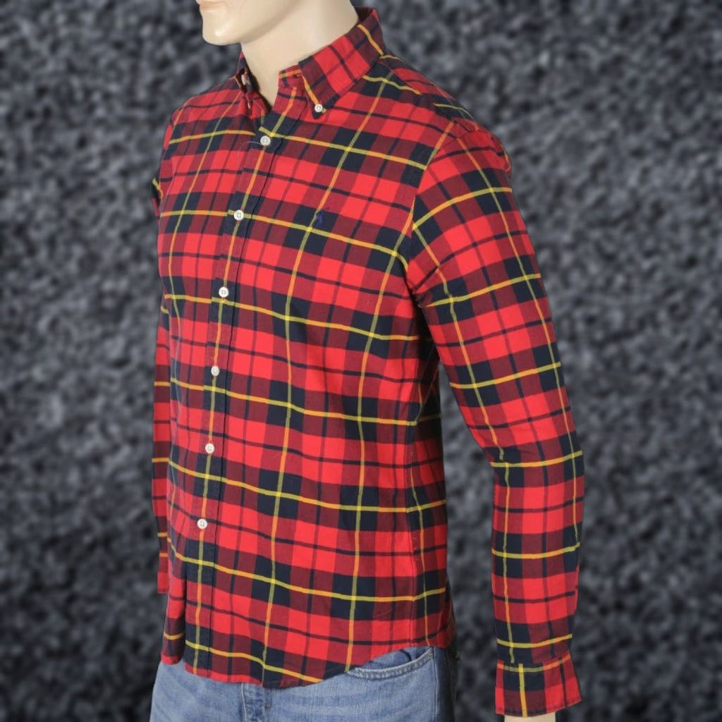 Ralph Lauren Ralph Lauren Red Black Plaid Classic Long Sleeve Dress Shirt Navy Pony NWT Size 36R - 1 Preview