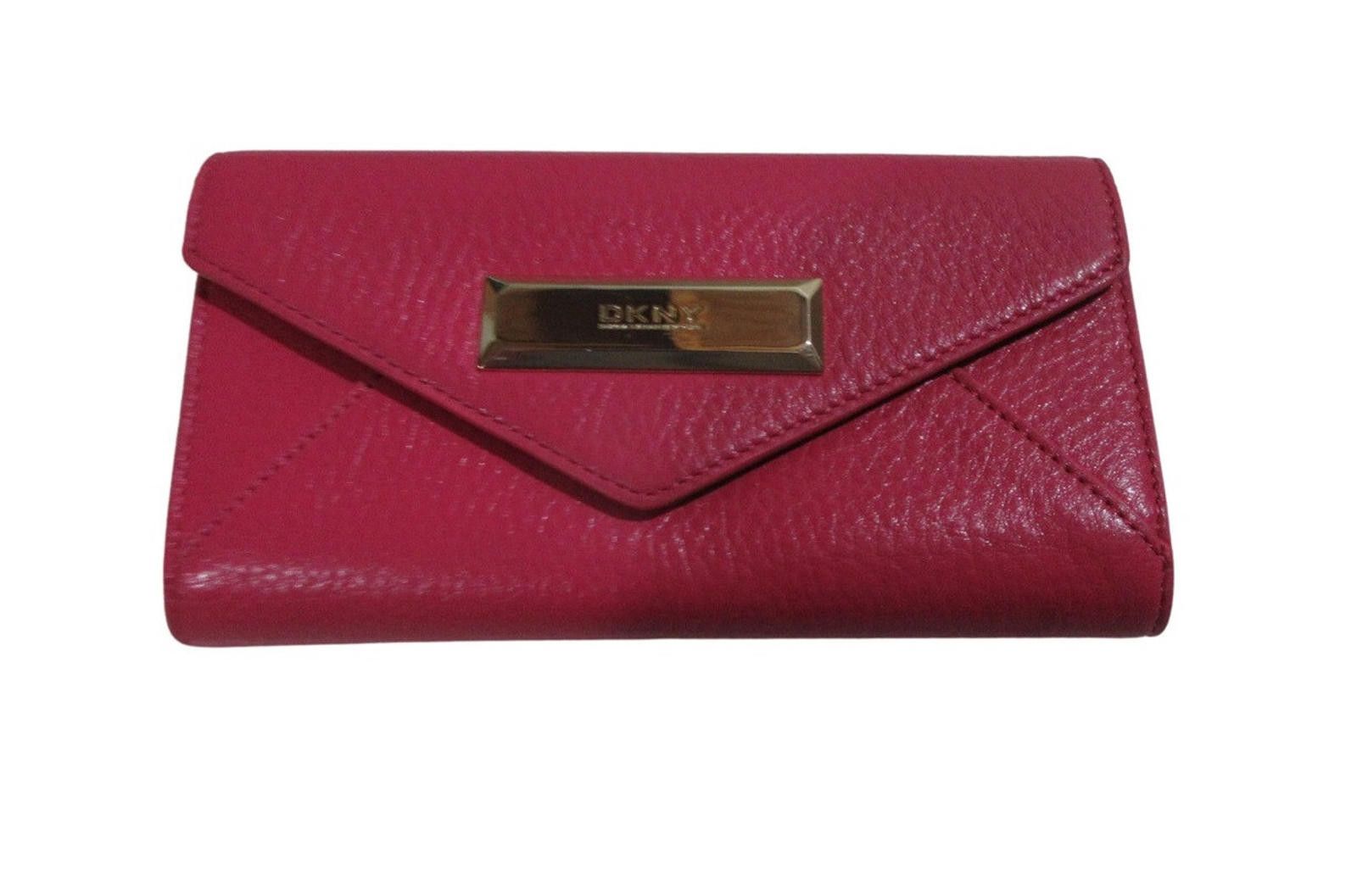 DKNY DKNY Soft Ego Leather Trifold Wallet Fuchsia Pink Envelope Size ONE SIZE - 1 Thumbnail