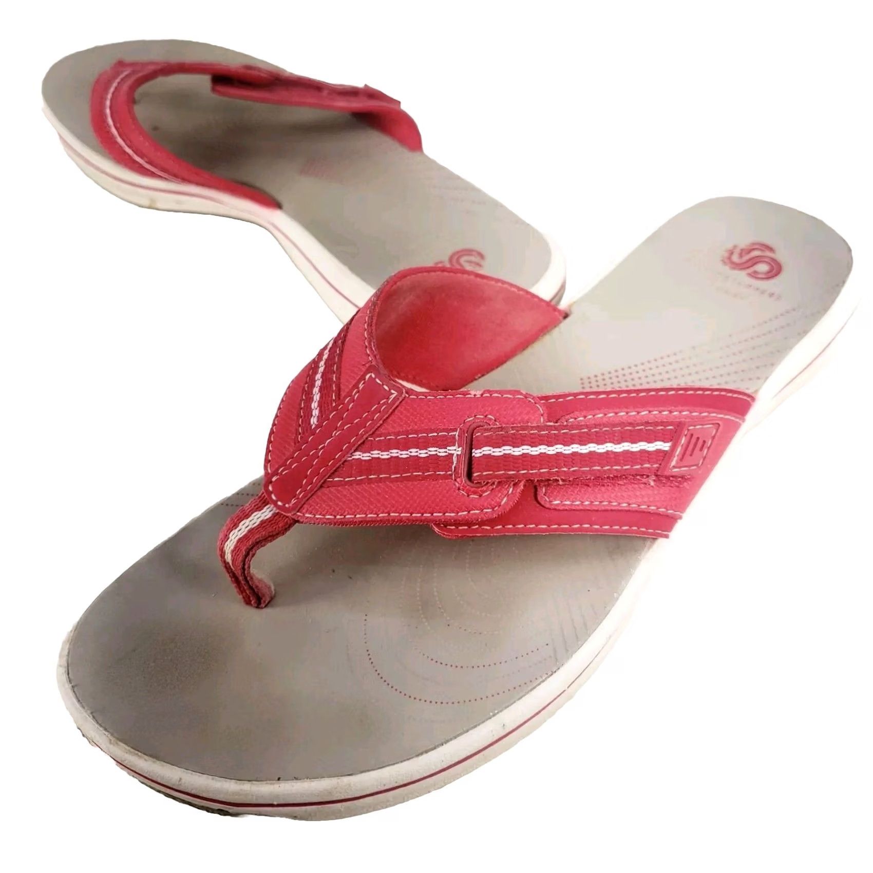 Clarks Clarks Cloudsteppers Sandals Womens 9M Red Thong Flip Flop Slip On Sea Breeze Bohemian Outdoor Casual Travel Womens Size US 9 / IT 39 - 2 Thumbnail