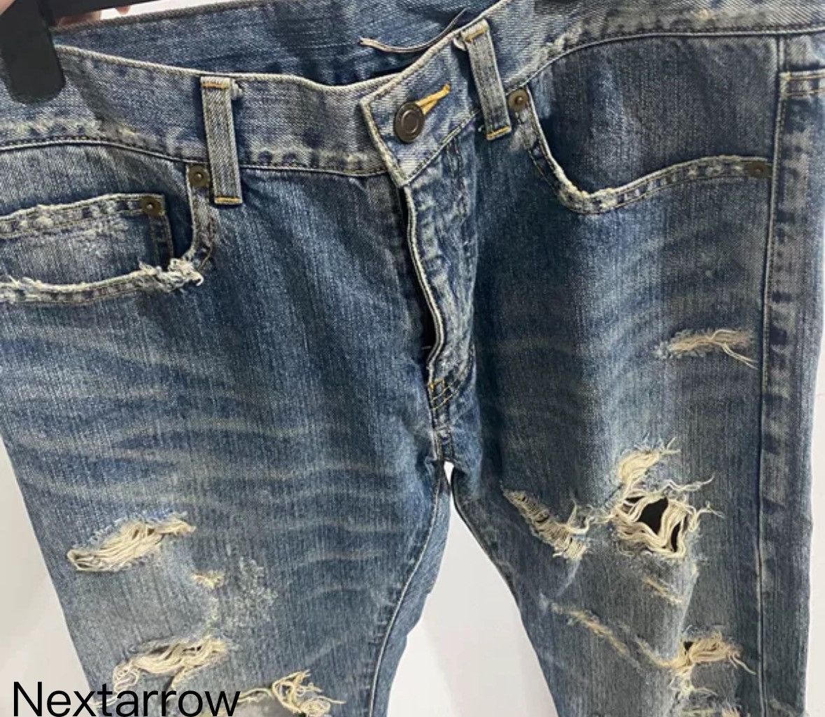 Saint Laurent Paris × Yves Saint Laurent Saint Laurent slp13fwD02 Year Old Corroded and Damaged Jeans Size US 31 - 2 Thumbnail
