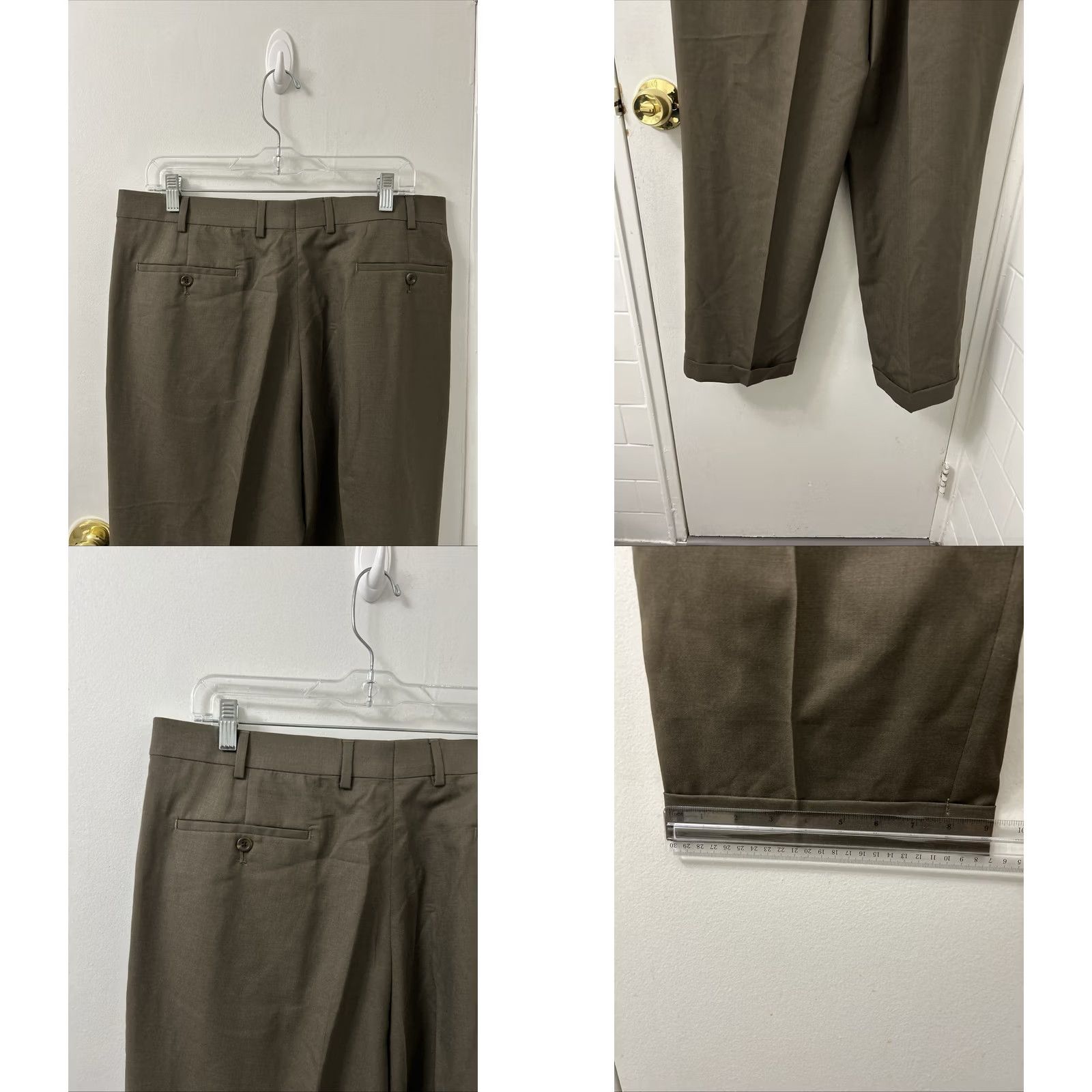 Ralph Lauren Ralph Lauren Total Comfort Pants Mens 36x27 Brown Dress Pants Pleated Cuffed Wool Classic Front Slashed Pockets Zipper Button Wool 100% Size US 36 / EU 52 - 8 Thumbnail