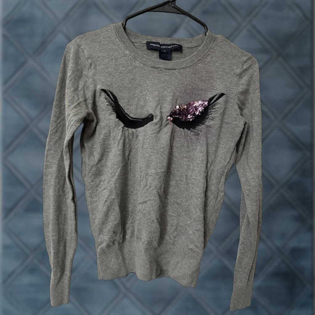 French Connection FRENCH CONNECTION Gray Eye Lash Sequined Sweater Pullover Women Size Small Size S / US 4 / IT 40 - 1 Thumbnail