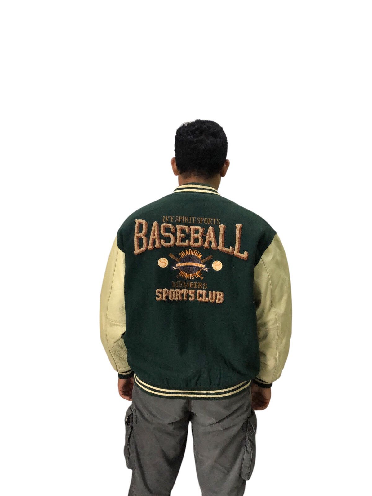MLB Vtg 90s Ivy Spirit Baseball Team Varsity Jacket Arm Leather Size US L / EU 52-54 / 3 - 3 Thumbnail