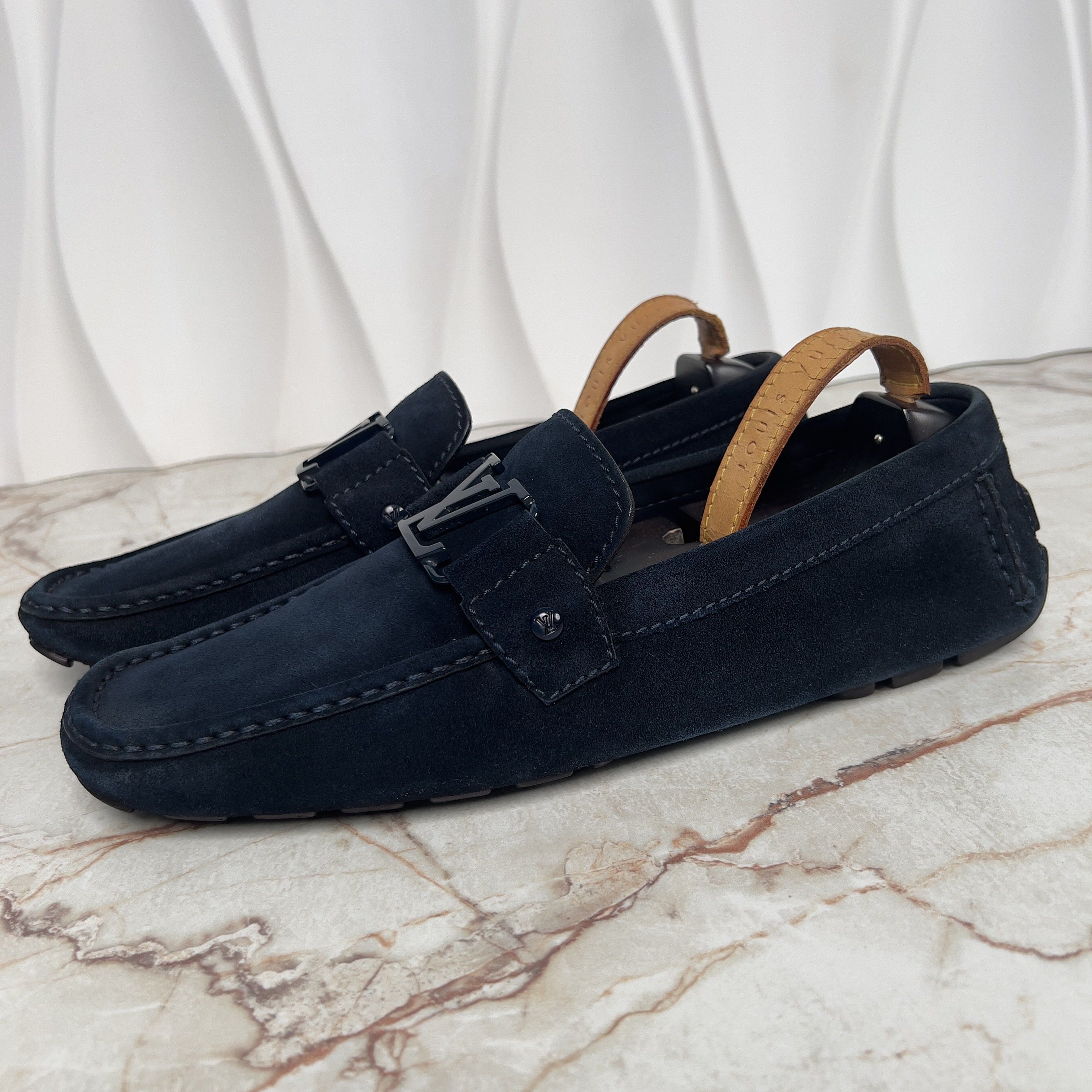 Louis Vuitton Monte Carlo LV Logo Driving Moccasins Blue Suede Size US 10 / EU 43 - 2 Thumbnail