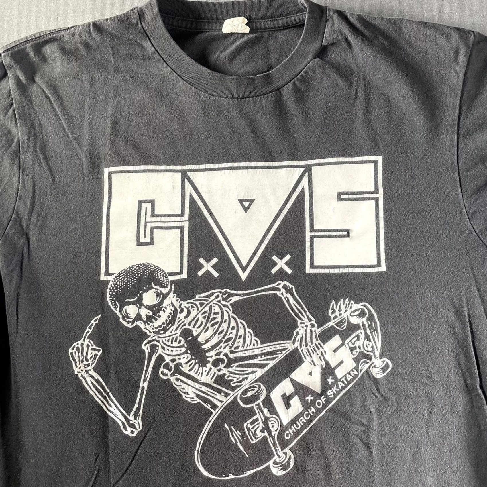 Vintage Church of Skatan Shirt Mens medium Black Skeleton Skateboard Graphic Skate Punk Size US S / EU 44-46 / 1 - 2 Thumbnail