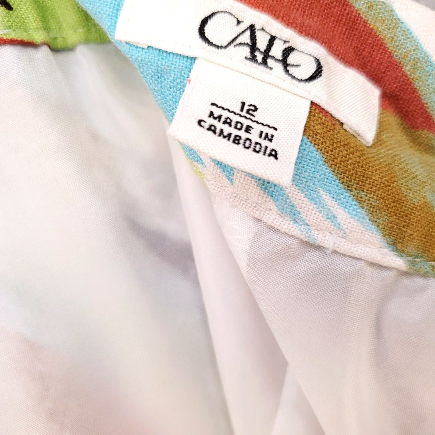 Vintage Cato Linen Skirt Womens 12 Artsy Paint Brush Strokes Side Zip Lined Knee Length Size 34" / US 12 / IT 48 - 6 Thumbnail