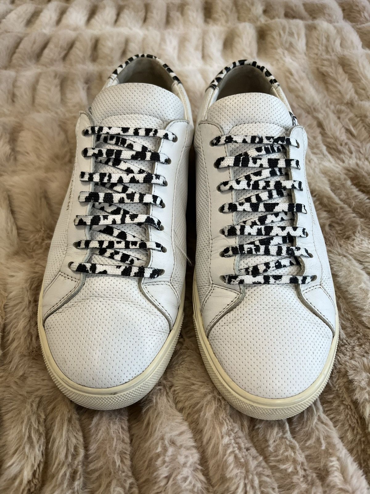 Saint Laurent Paris Saint Laurent Paris White Leather with Leopard Details Size US 10 / IT 40 - 3 Thumbnail