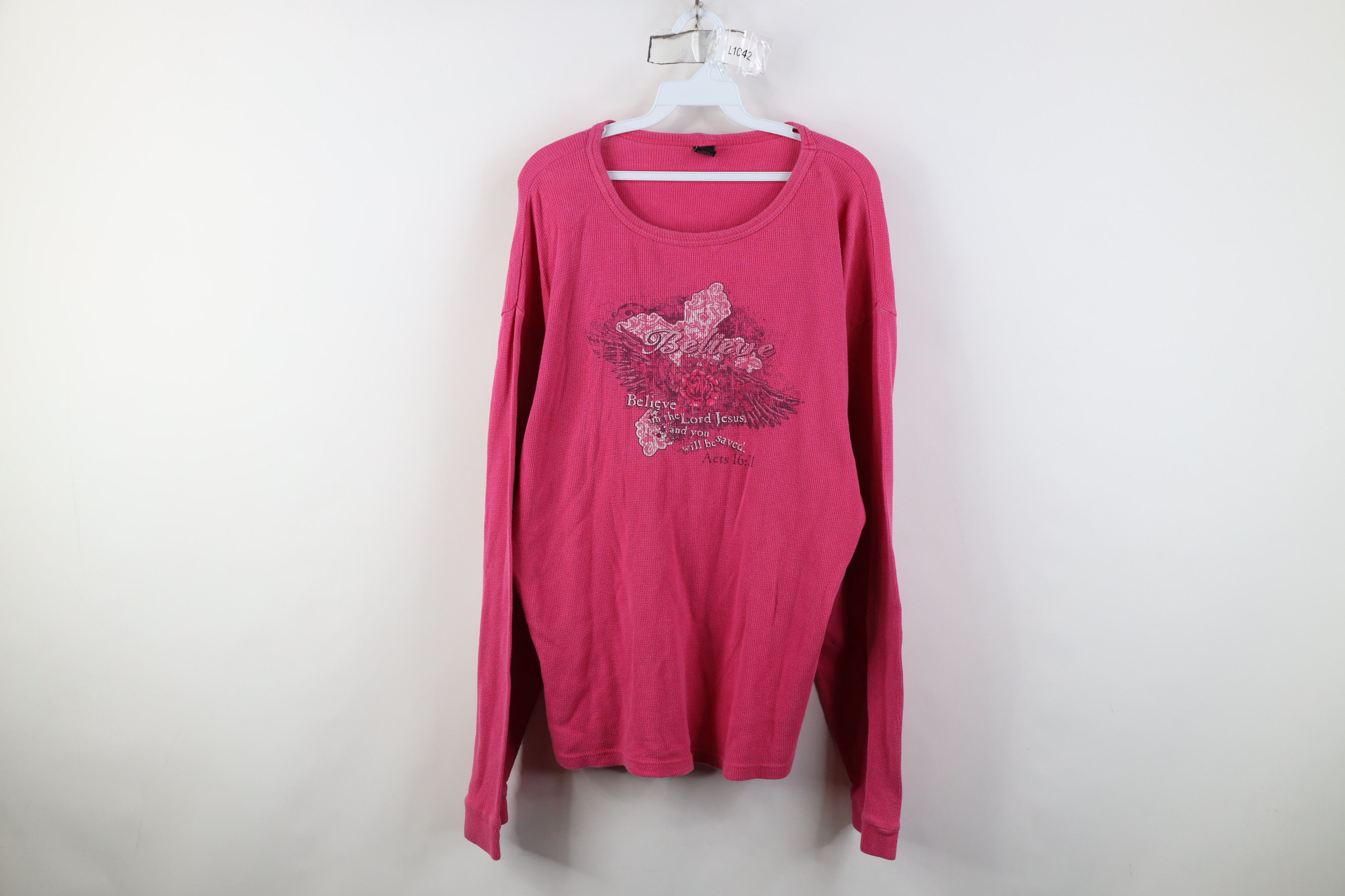 Vintage Vintage Y2K Babydoll Christian Jesus Cross Thermal T-Shirt Size XL / US 12-14 / IT 48-50 - 1 Thumbnail