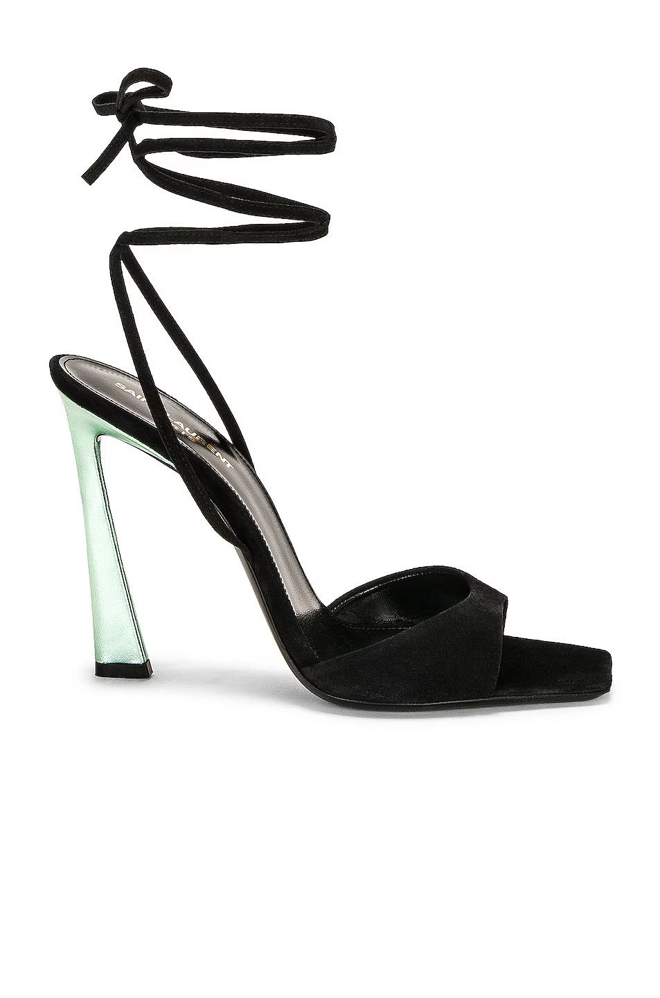 Saint Laurent Paris o1tp1o0125 Paz Sandals In Suede in Black Size US 9.5 / IT 39.5 - 1 Thumbnail