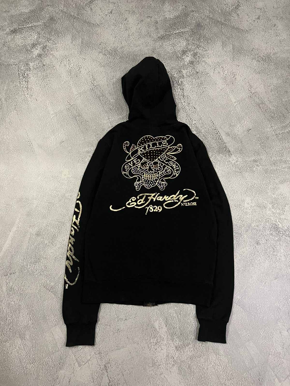 Ed Hardy Vintage Y2k Ed Hardy Love Kills Slowly ☠️❤️‍🩹 Zip Hoodie 00’s Size M / US 6-8 / IT 42-44 - 8 Thumbnail