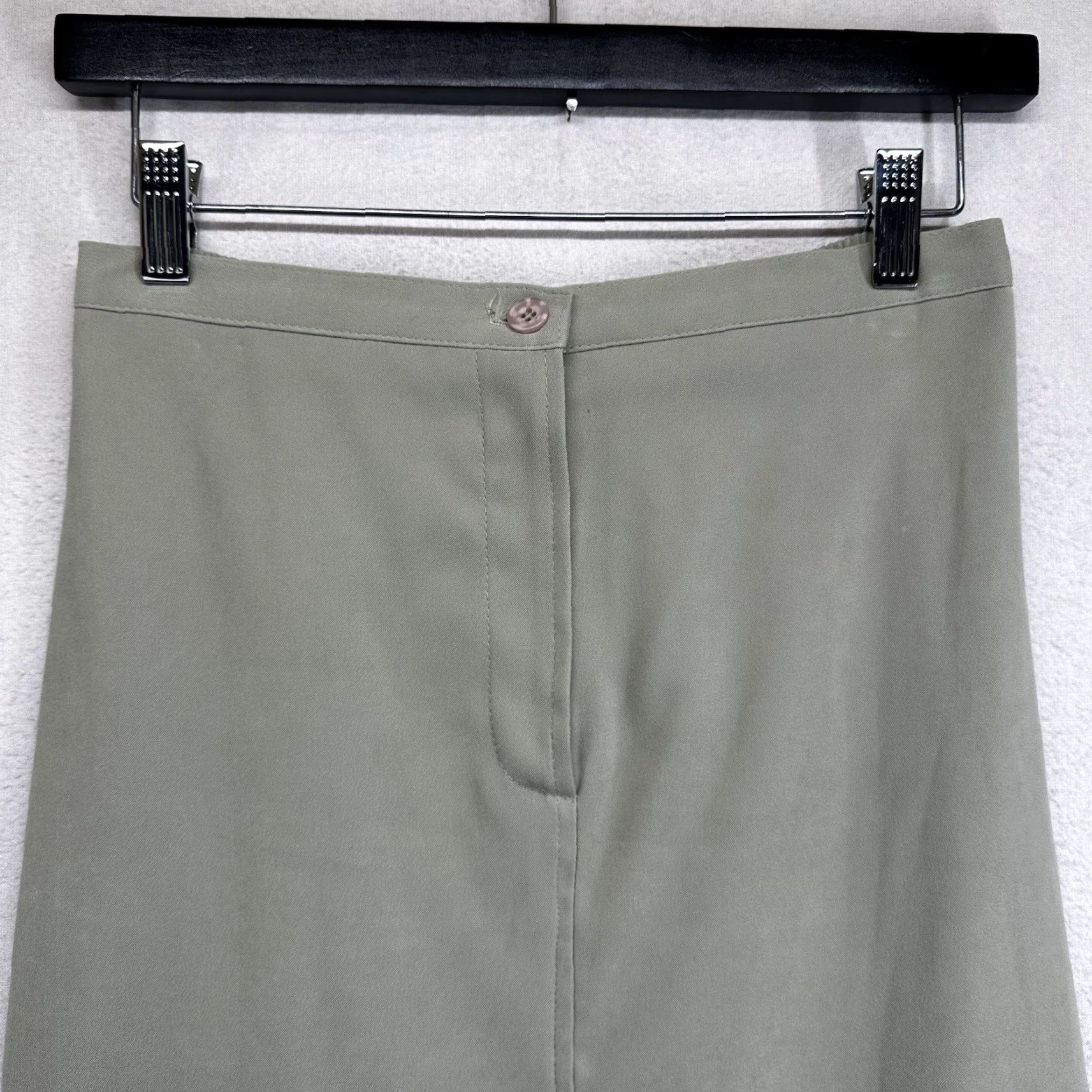Vintage VINTAGE Clio Maxi Skirt Women's Petite Medium PM Light Green Polyester Spandex A-Line 80s 90s Button Stitch Pull On Casual Party/Cocktail USA Size 32" / US 10 / IT 46 - 3 Thumbnail
