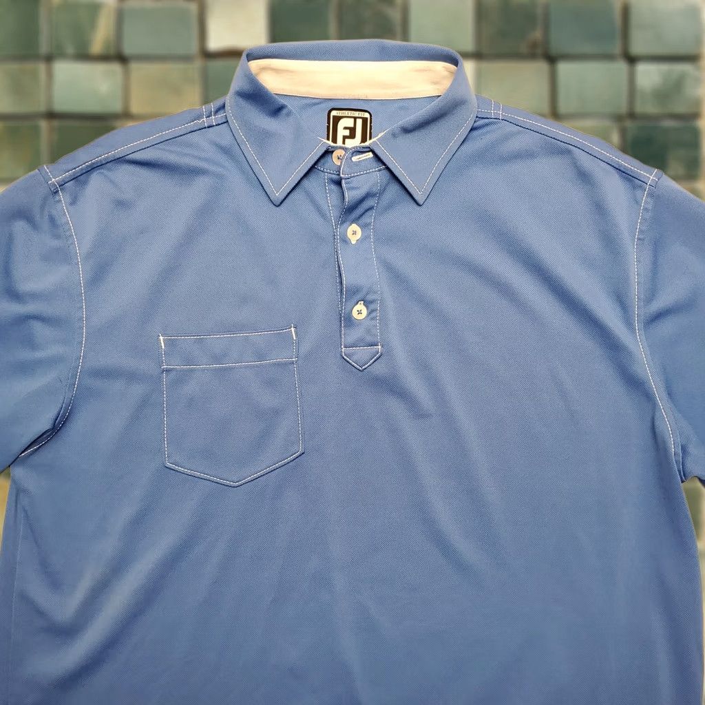 Footjoy FootJoy Shirt Mens L Blue Polo Polyester Athletic Performance Stretch Golf Size US L / EU 52-54 / 3 - 1 Thumbnail
