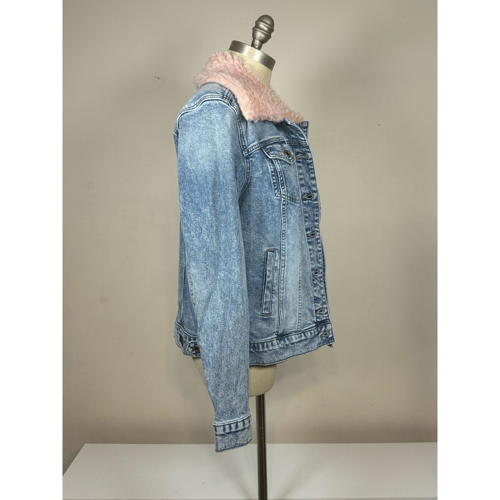 Unknown London Kut From The Kloth Denim Emma Boyfriend Jacket Faux Fur Trim Size M / US 6-8 / IT 42-44 - 4 Thumbnail