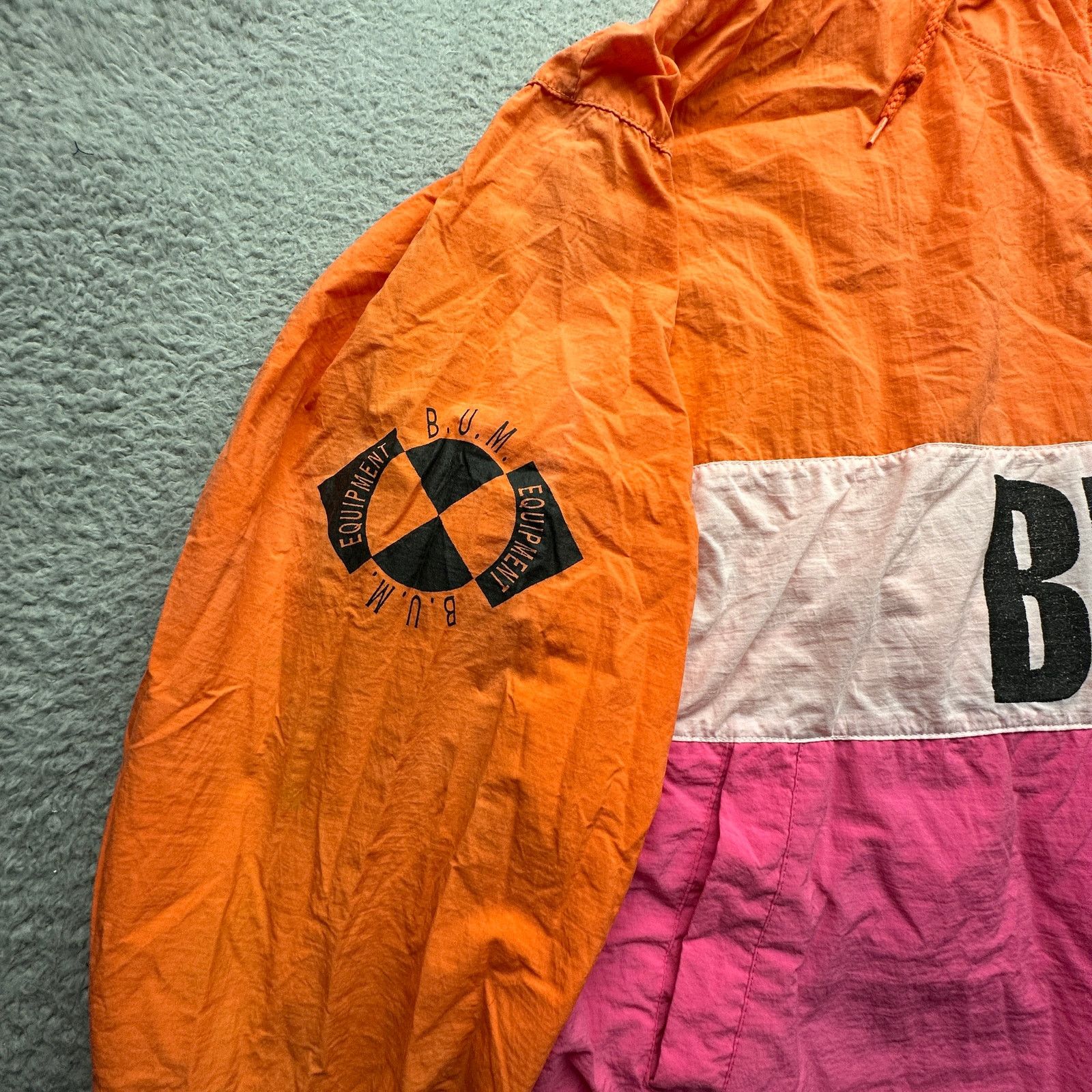 B.U.M Equipment Vintage 90s BUM Equipment Orange Windbreaker Jacket Mens XL Size US XL / EU 56 / 4 - 15 Thumbnail