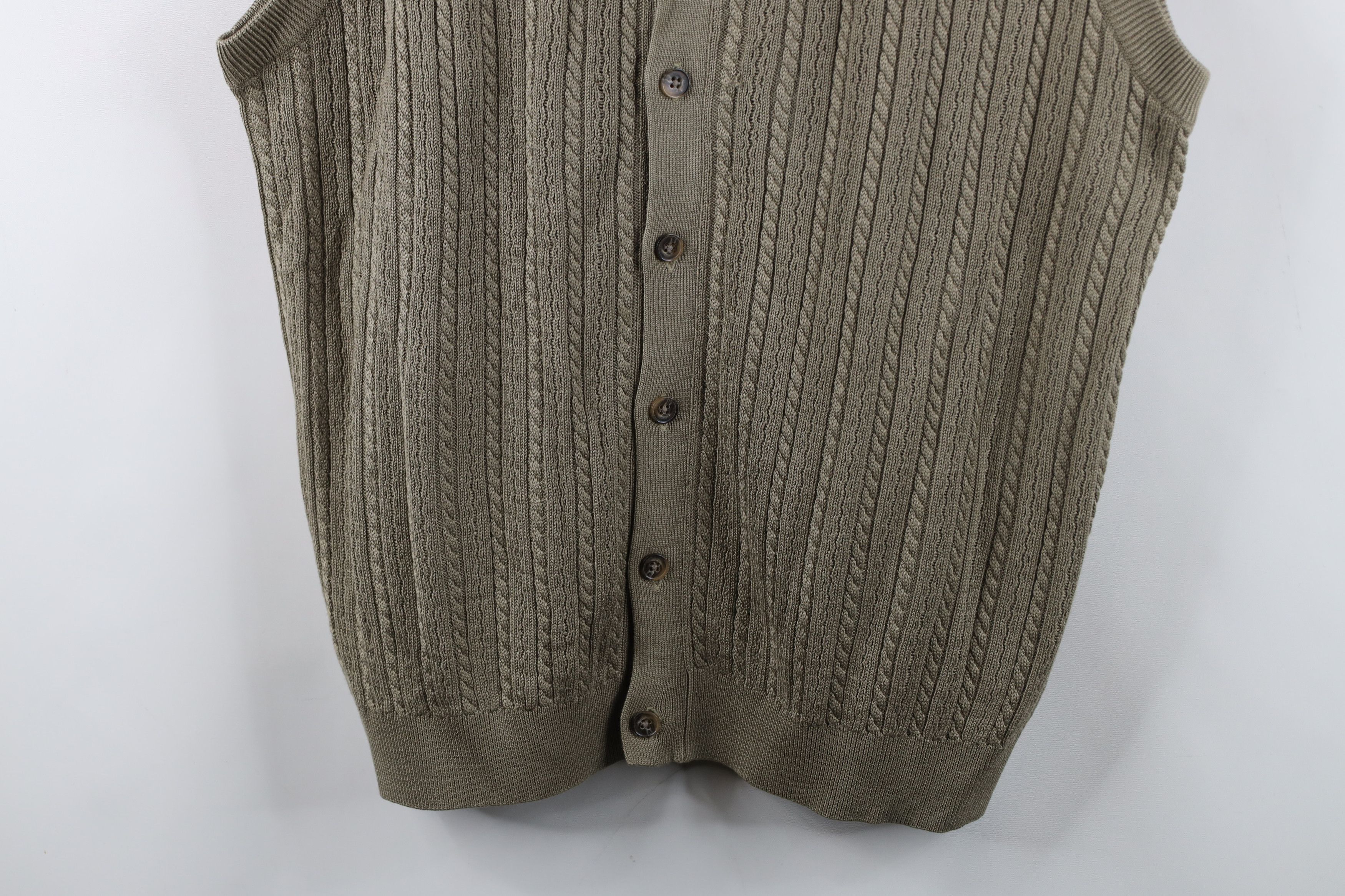 Vintage Vintage 90s Streetwear Cable Knit Cardigan Sweater Vest Size US L / EU 52-54 / 3 - 3 Thumbnail