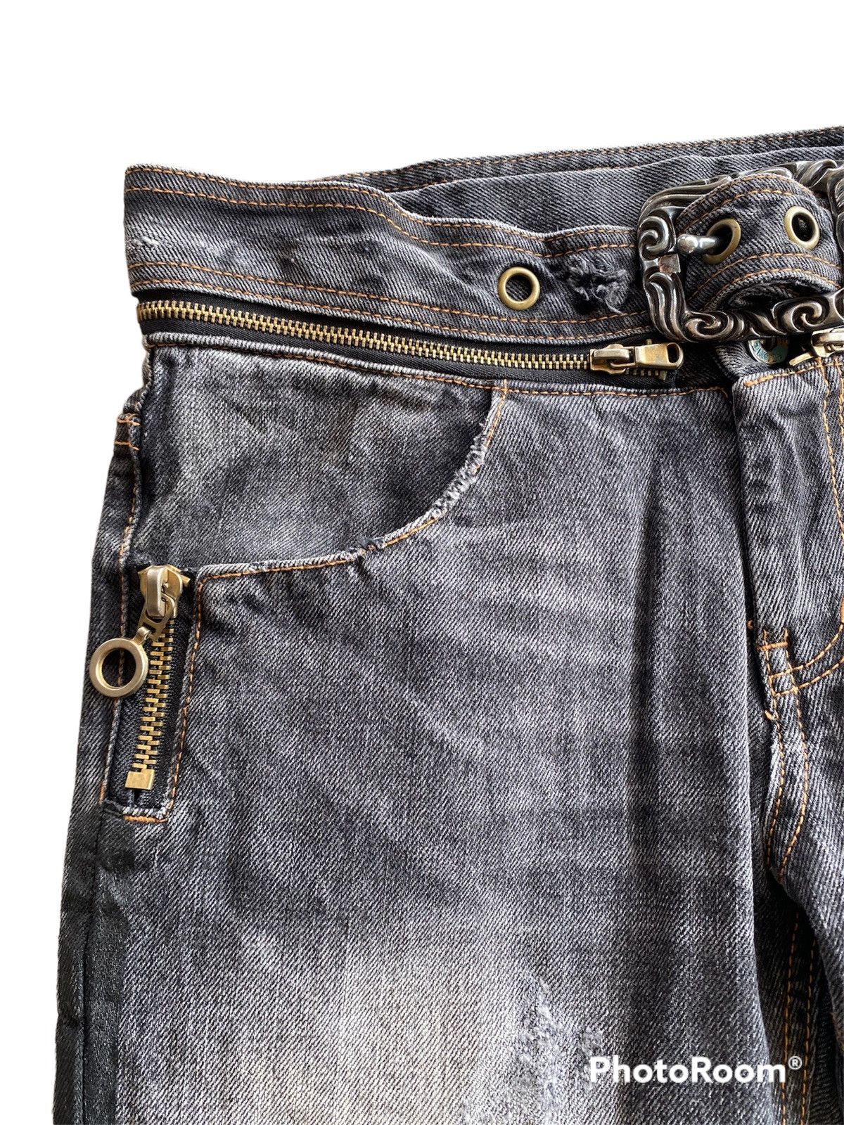 Hysteric Glamour × If Six Was Nine × Le Grande Bleu (L.G.B.) Japanese Vintage Heritage Stone Punk Black Jeans Size US 30 / EU 46 - 7 Thumbnail