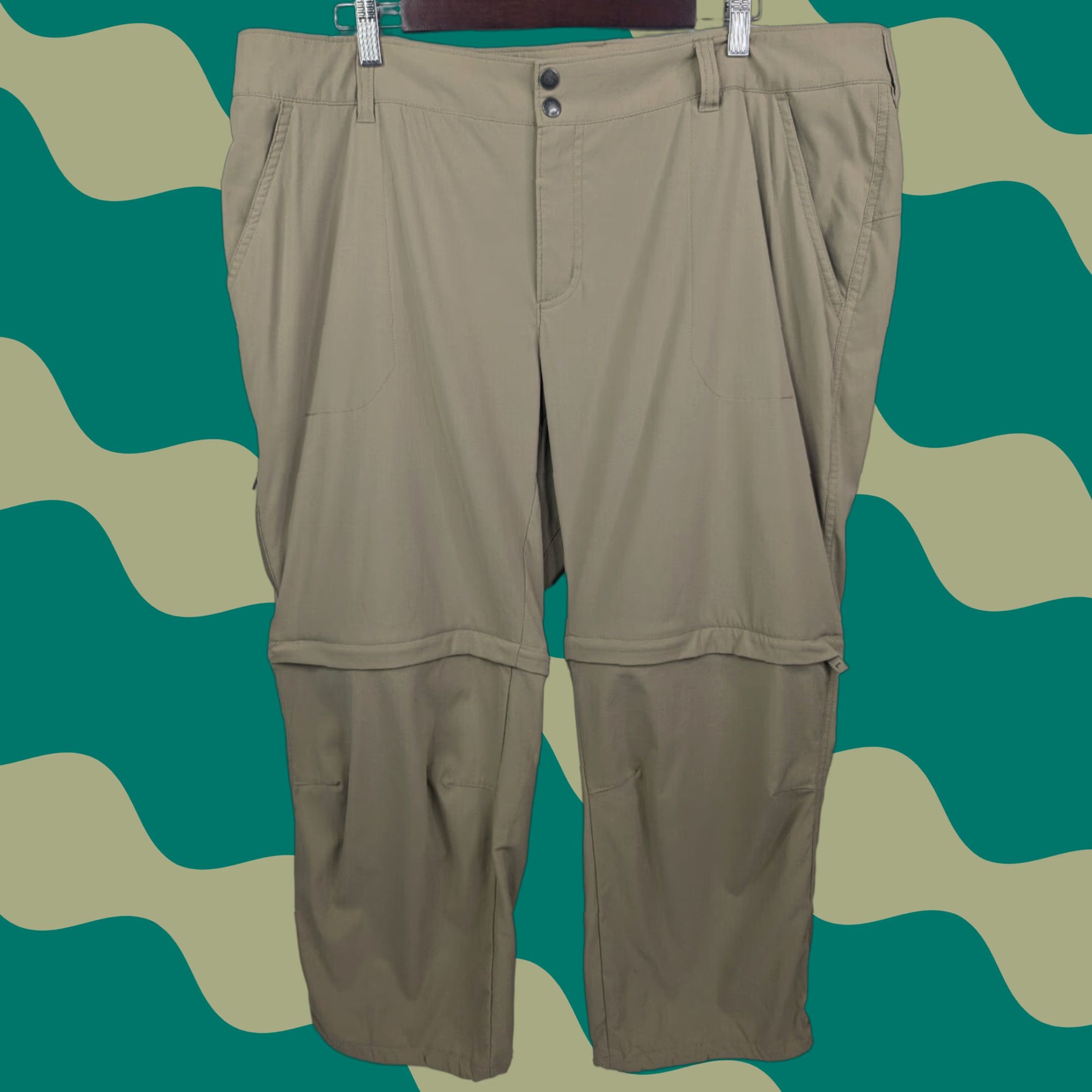 Vintage Columbia Womens Saturday Trail II Convertible Pants 20S Beige Omni Shield Front Zip Button Regular Straight Leg Outdoor Hiking" Size 42" / US 20 - 1 Thumbnail