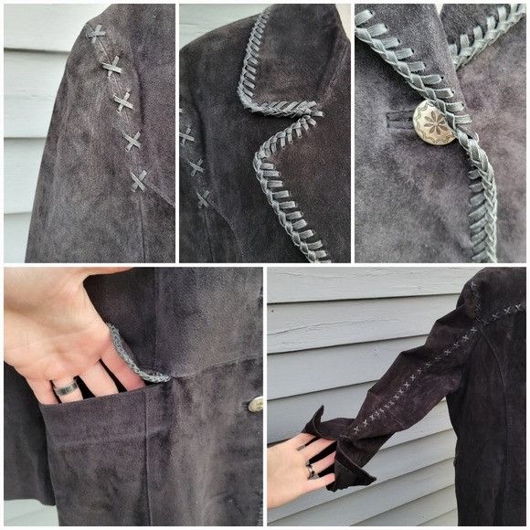 Vintage Vintage 90s y2k Cripple Creek Black Leather Whipstitch Weste Size XXL / US 16-18 / IT 52-54 - 5 Thumbnail