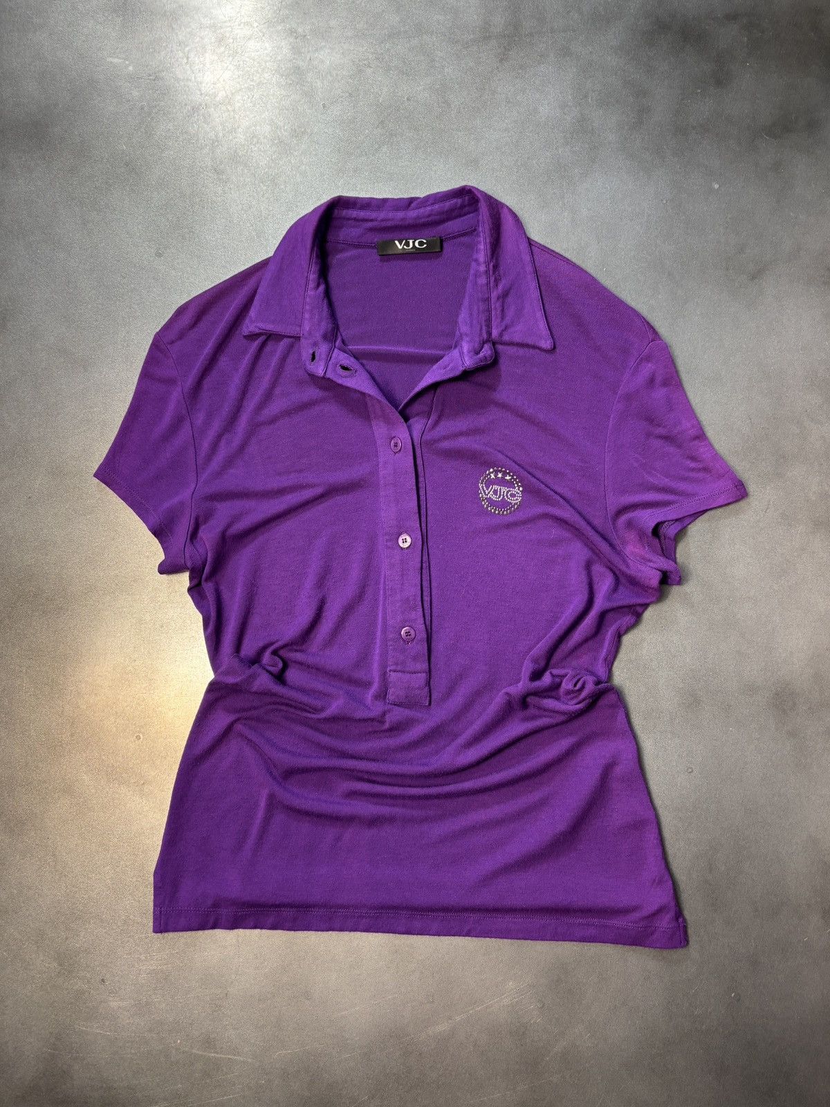Versace × Versace Jeans Couture × Vintage Vintage Versace Jeans Couture Polo Shirt Y2K 2000s Half Butt Size S / US 4 / IT 40 - 1 Thumbnail