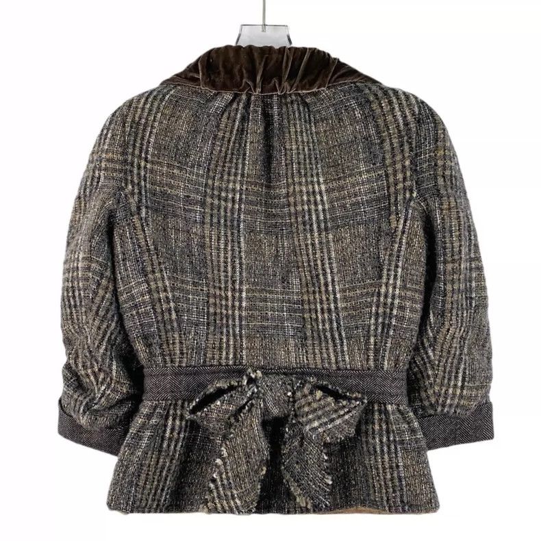 Louis Vuitton Louis Vuitton Brown plaid wool long sleeve jacket with bow Size XS / US 0-2 / IT 36-38 - 2 Thumbnail