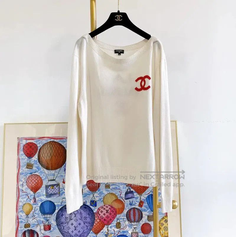 Chanel Chanel Embroidered White Cashmere Sweater for Women . Size XL / US 12-14 / IT 48-50 - 1 Thumbnail