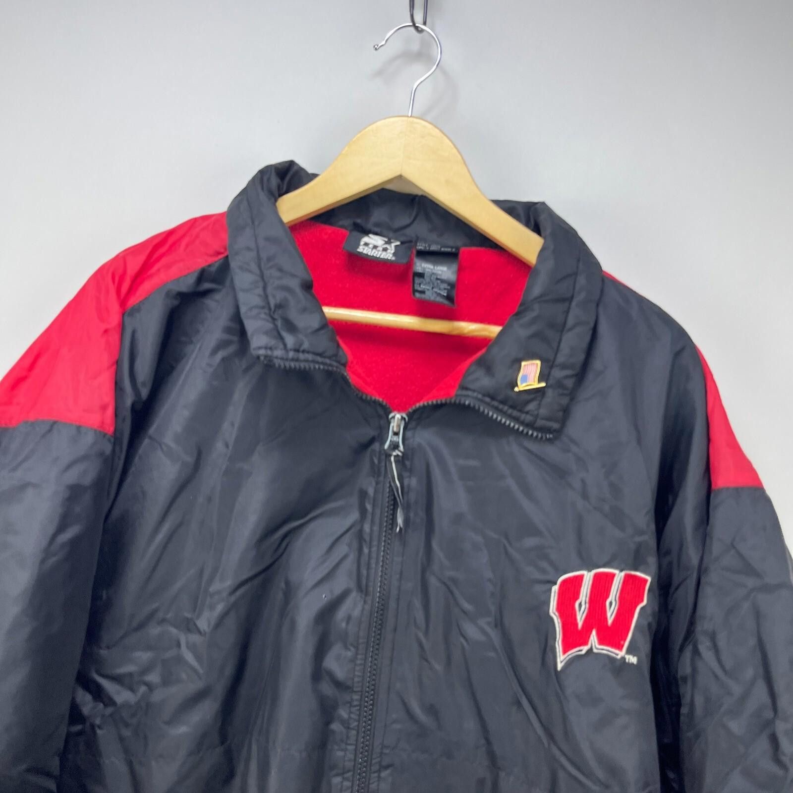 Starter Vintage 90s Starter Wisconsin Badgers Fleece Lined Jacket XL Size US XL / EU 56 / 4 - 2 Thumbnail