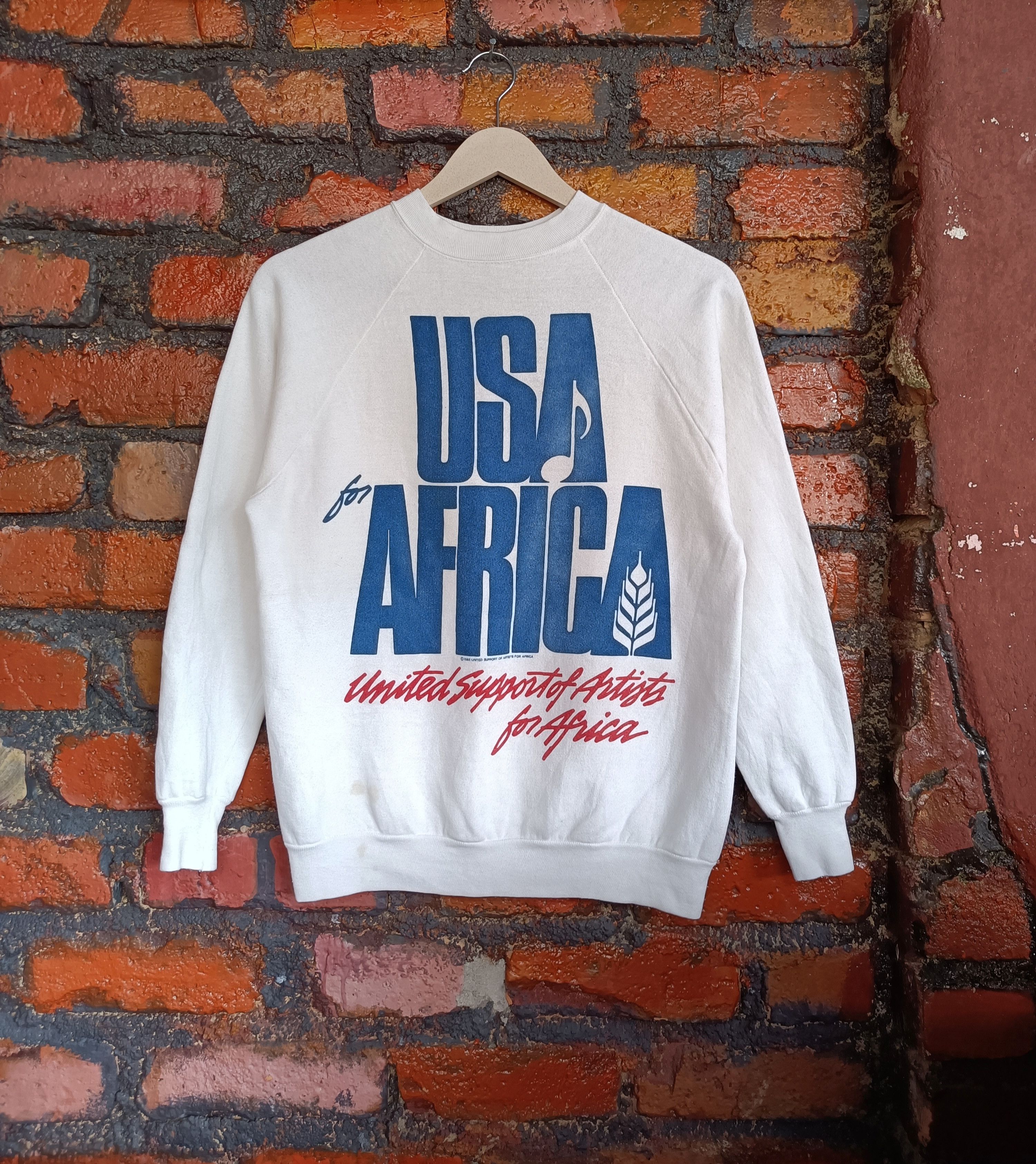 image of Good Music Merchandise x Michael Jackson Vintage Usa For Africa Promotion Sweatshirt in White (Size