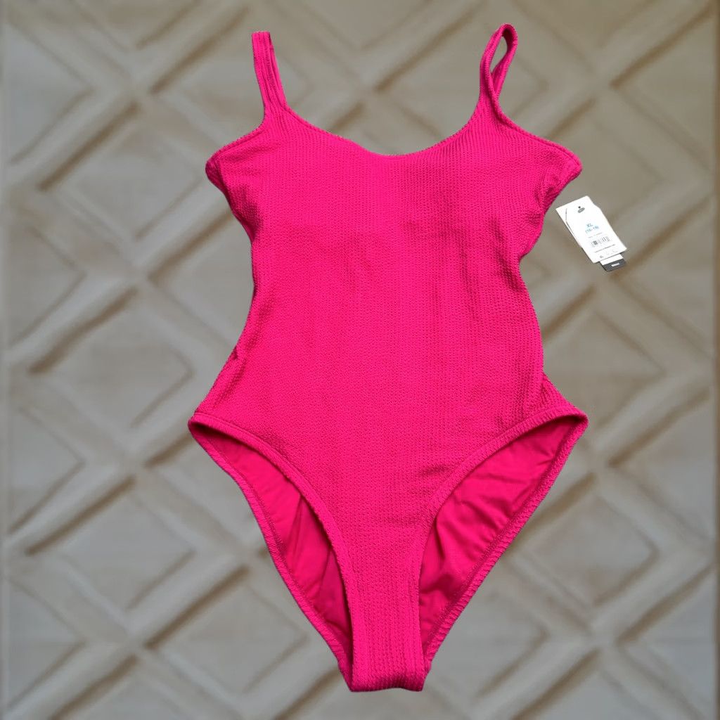 Vintage Time And Tru Womens XL Pink One Piece Swimwear Padded Scoop Neck Backless NWT Size ONE SIZE - 1 Thumbnail