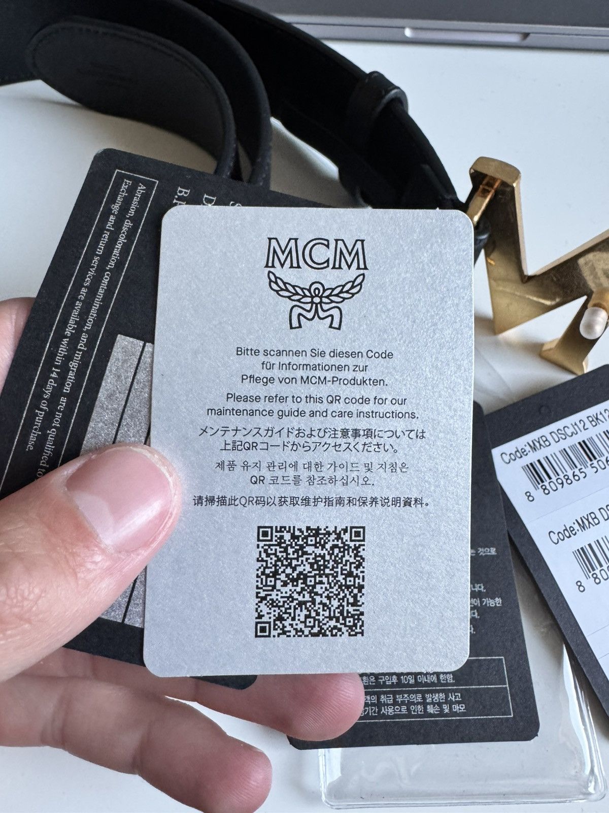 MCM MCM Leather Belt -Black/Gold Size 44 - 10 Thumbnail
