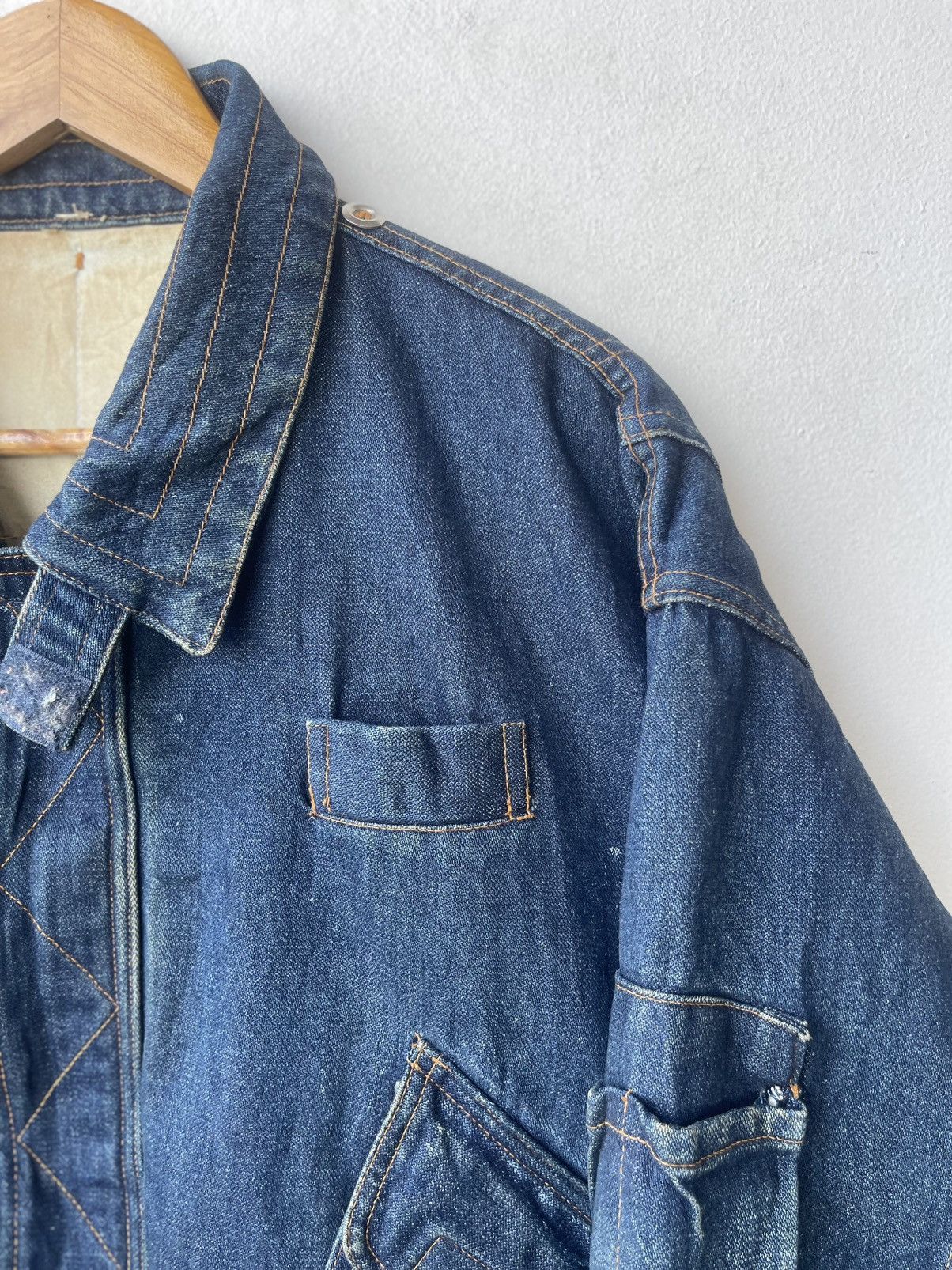 Vintage Rare Archival Multi Pocket Denim Bomber Jacket Indigo Blue Size US L / EU 52-54 / 3 - 7 Thumbnail