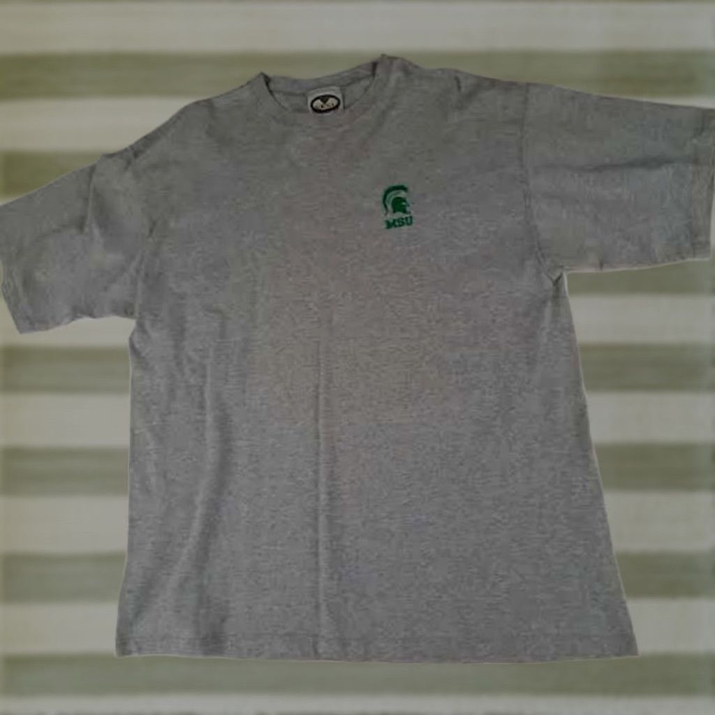 Vintage VINTAGE Michigan State Spartans XL Gray Embroidered USA Made T-Shirt Basketball Unisex Adults Crew Neck Short Sleeve 29in Long 24in Pit to Pit Vesi Size US XL / EU 56 / 4 - 1 Thumbnail