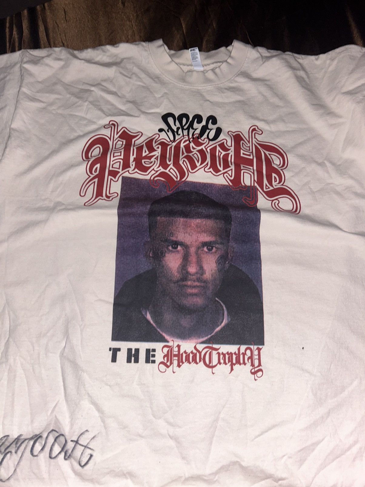 image of Signed H00Dtrophy Free Peysoh Tee in Cream, Men's (Size 2XL)