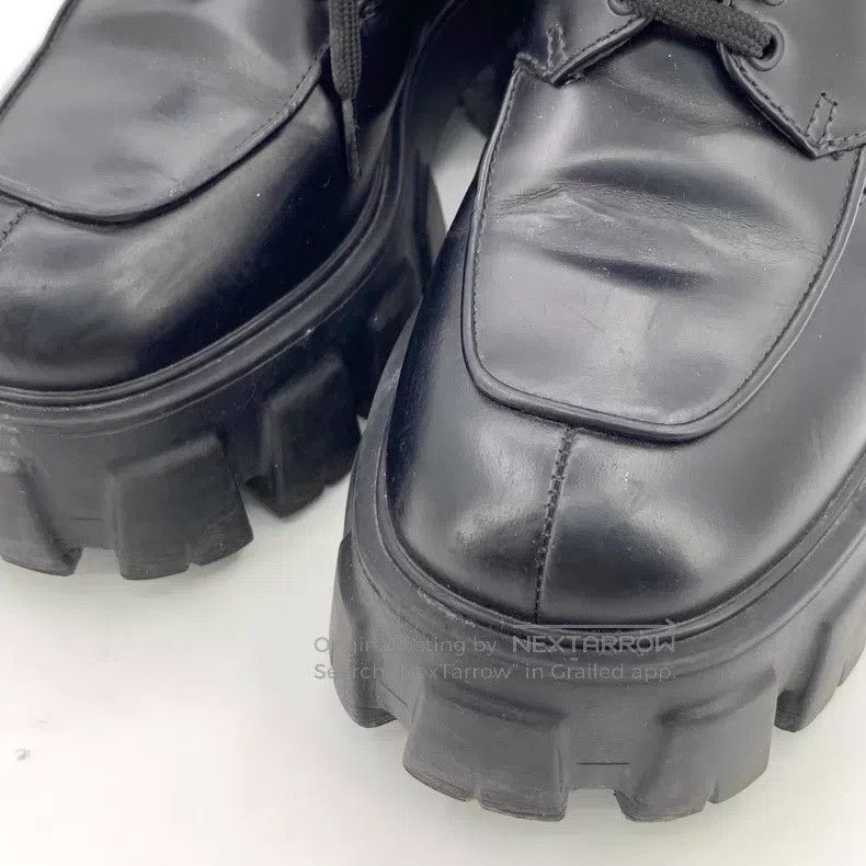 Prada Prada Black leather thick-soled lace-up leather shoes loaf Size US 4 / IT 34 - 9 Thumbnail