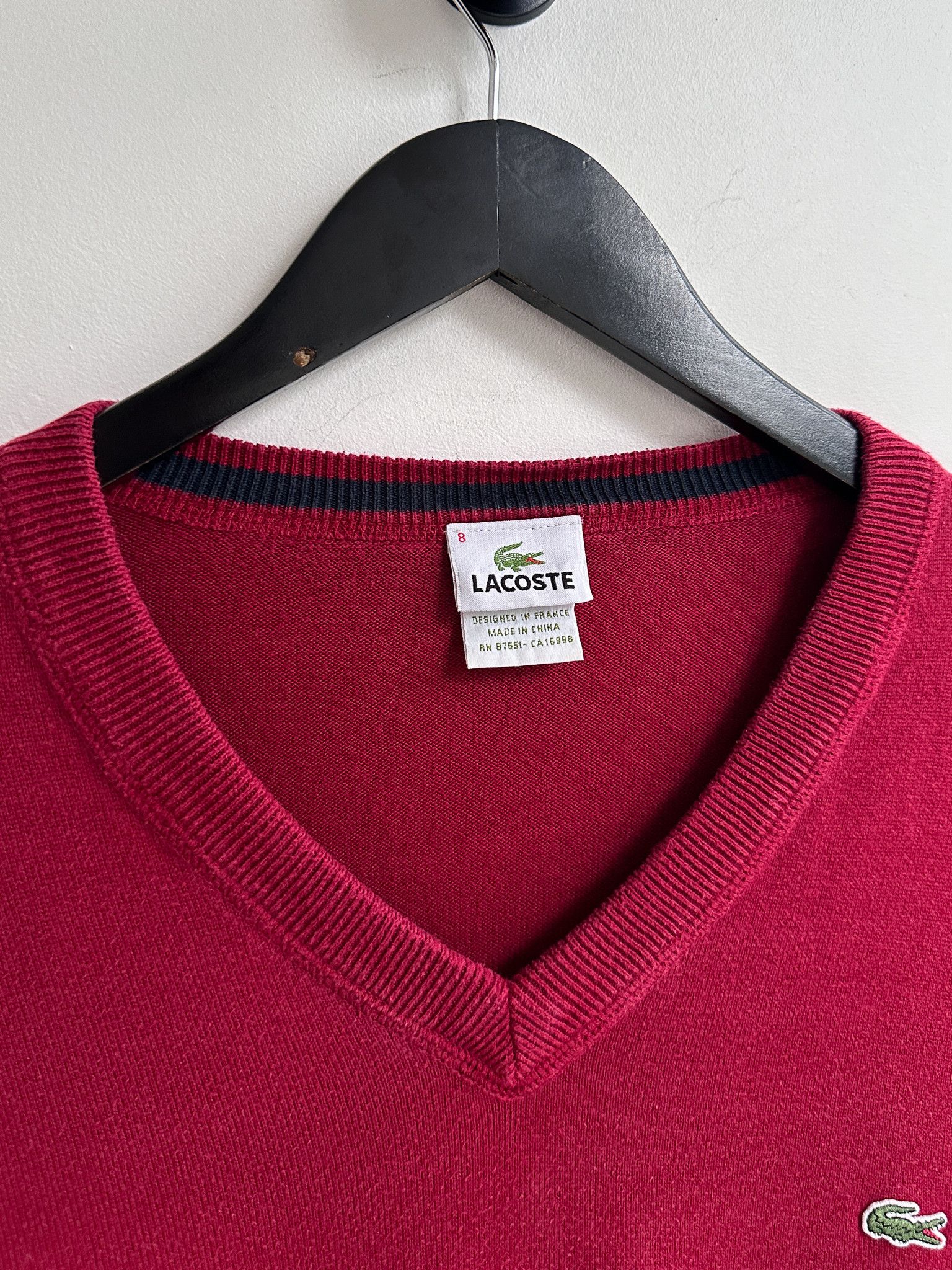 Lacoste Vintage Lacoste V Neck Sweater Jumper Pullover Size US XL / EU 56 / 4 - 6 Thumbnail