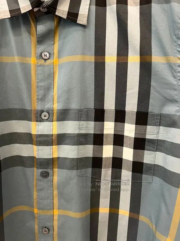 Burberry Burberry Light Blue Checked Long Sleeve Shirt. Size US L / EU 52-54 / 3 - 3 Thumbnail