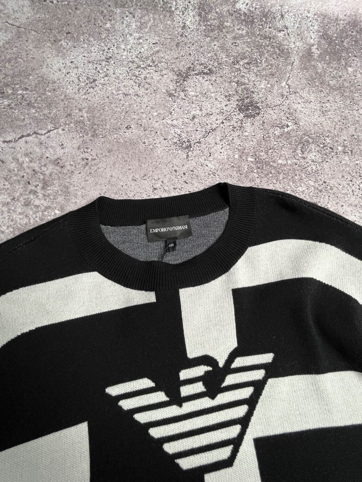 Emporio Armani SS2020 Emporio Armani Jacquard R-EAcreate Logo Sweater Black Size US XXL / EU 58 / 5 - 8 Thumbnail